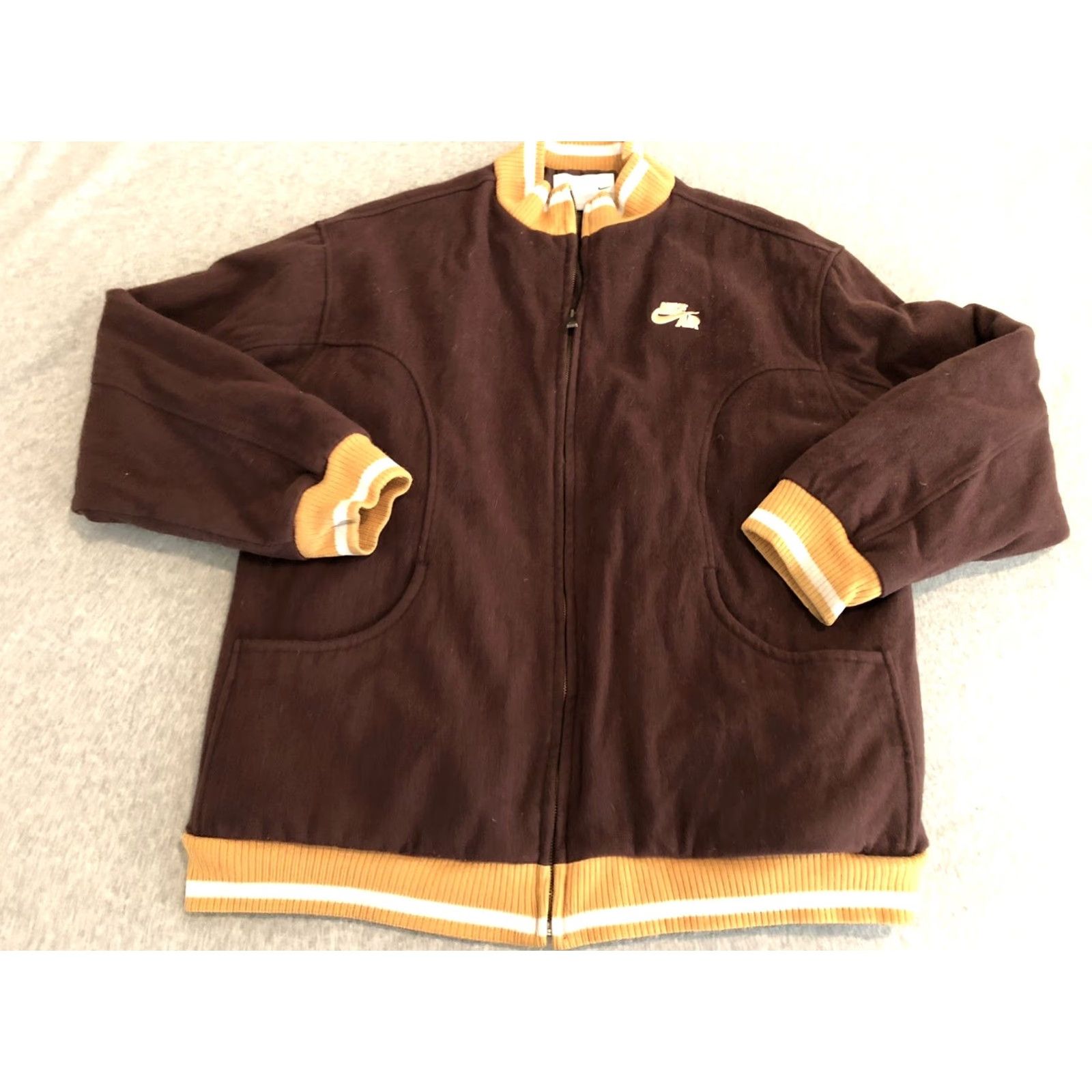 Nike Nike Air Flight Spell Out Patch Wool Varsity Jacket Coat Brown Mens XLT Size US XL / EU 56 / 4 - 3 Thumbnail
