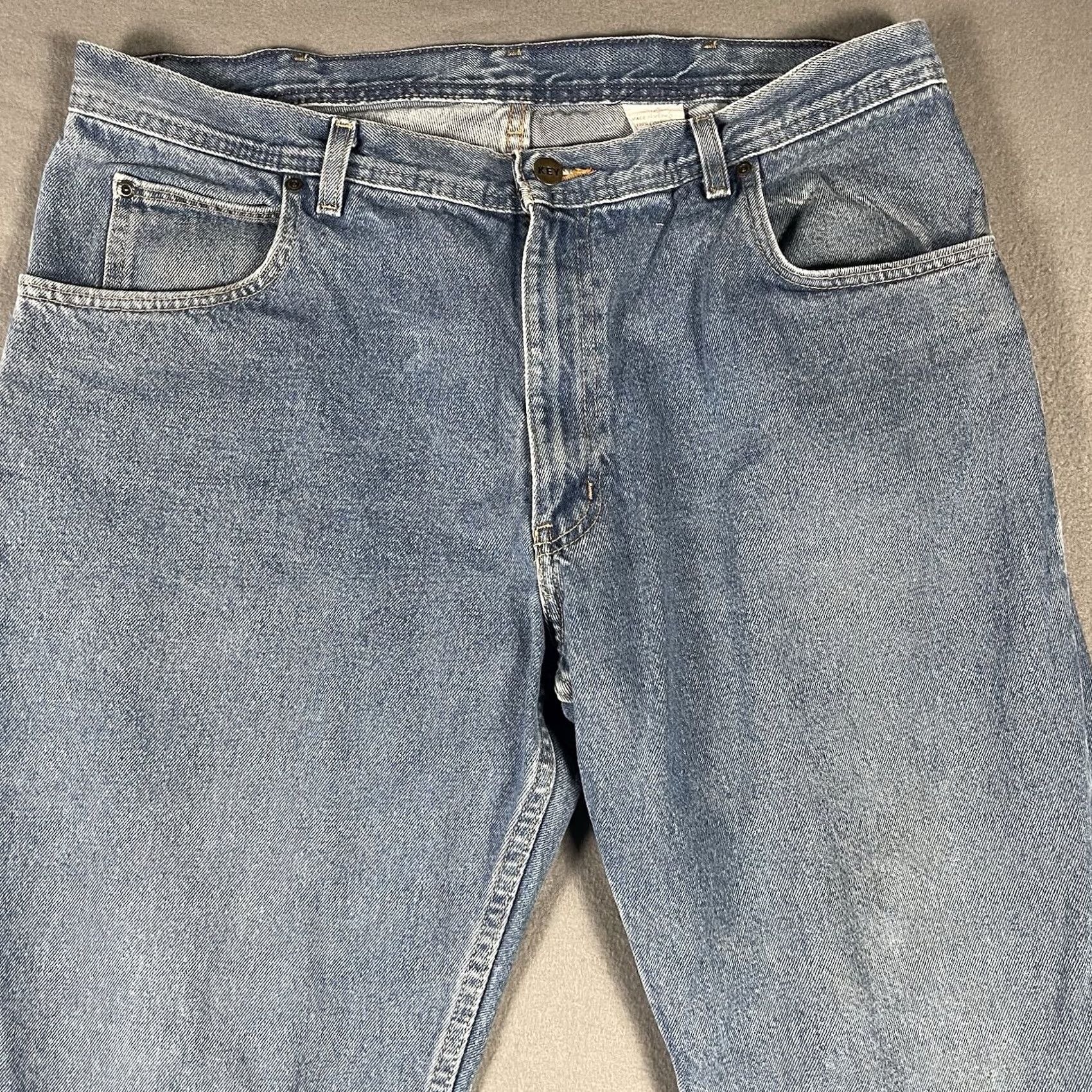 Vintage VINTAGE Key Jeans Mens 40x32 Medium Wash Distressed Straight 90s Grunge Logo Embroidered 5-Pocket Denim USA Rock Mens Size US 40 / EU 56 - 2 Thumbnail