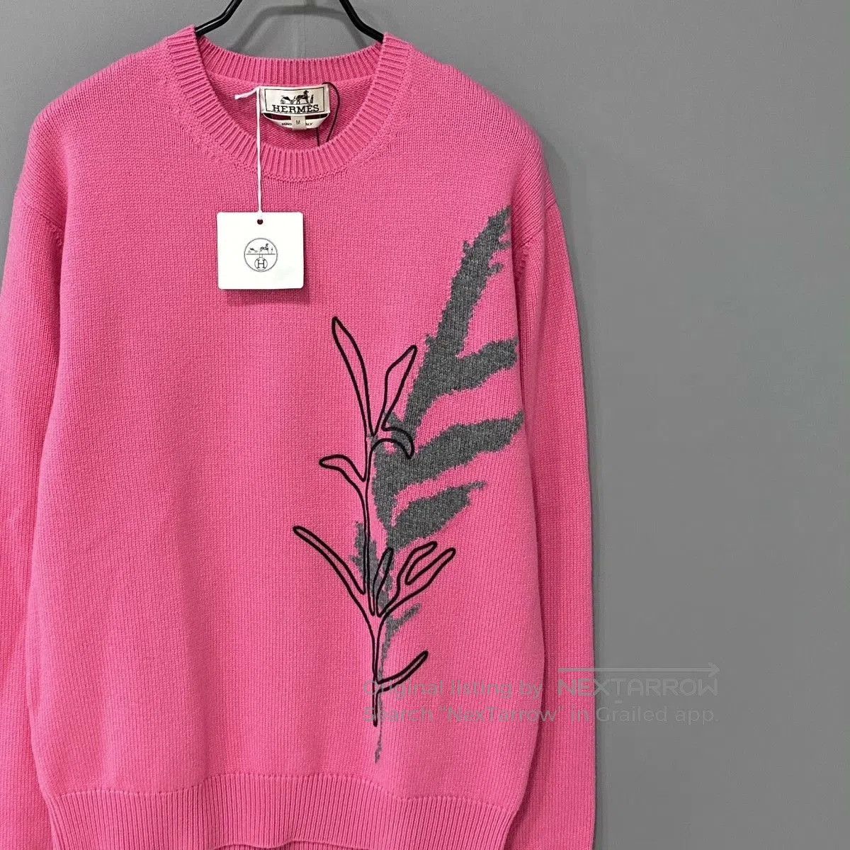 Hermes Hermes Pink Cashmere Plant Jacquard Sweater. Size M / US 6-8 / IT 42-44 - 2 Thumbnail