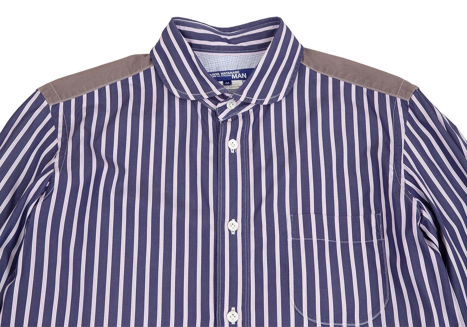 Junya Watanabe Duck Camouflage Panel Stripe Shirt in Navy Khaki M Size US M / EU 48-50 / 2 - 2 Thumbnail