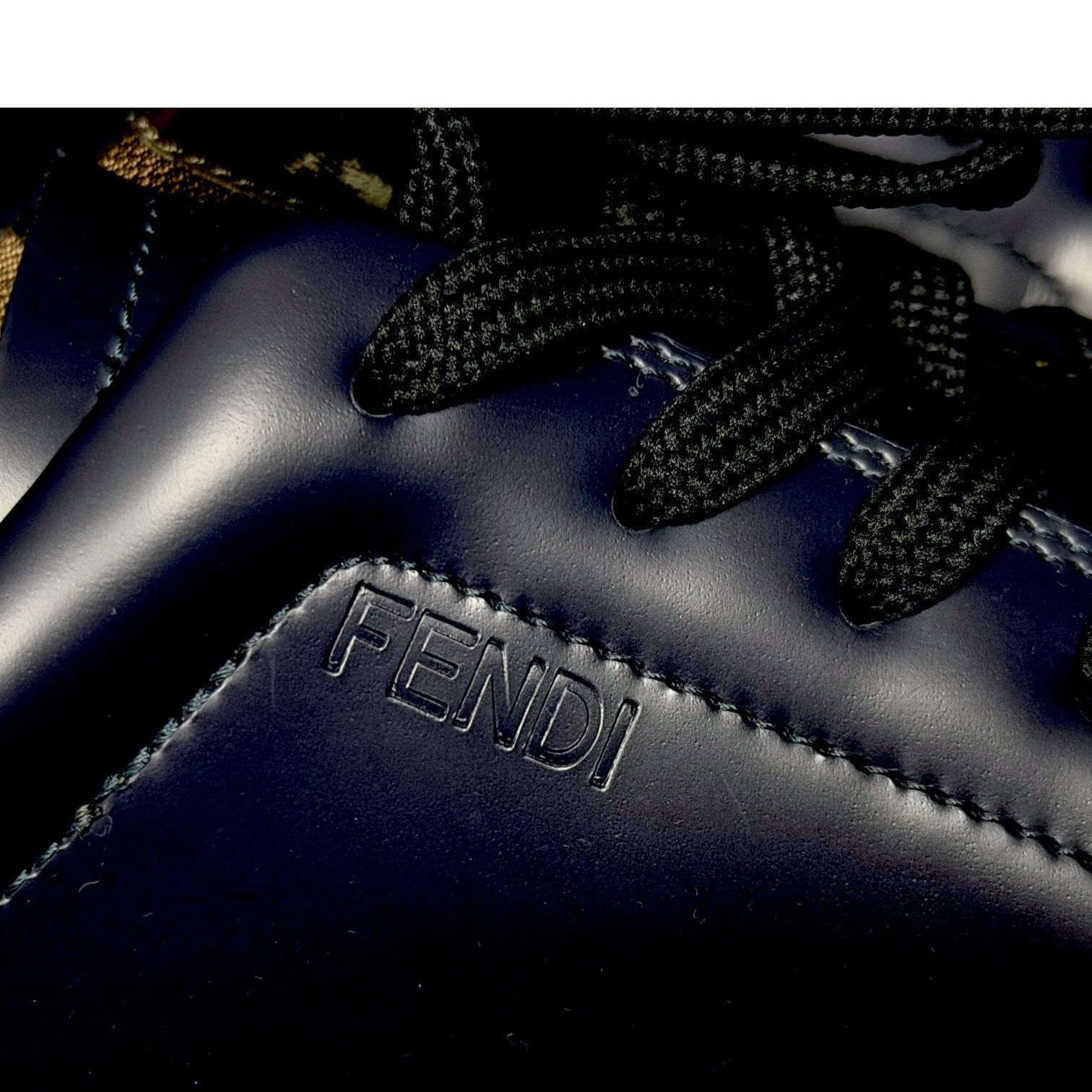 Fendi Men's Fendi FF Navy Zucca Low Top Leather Shoes US8 $975 Size US 8 / EU 41 - 3 Thumbnail