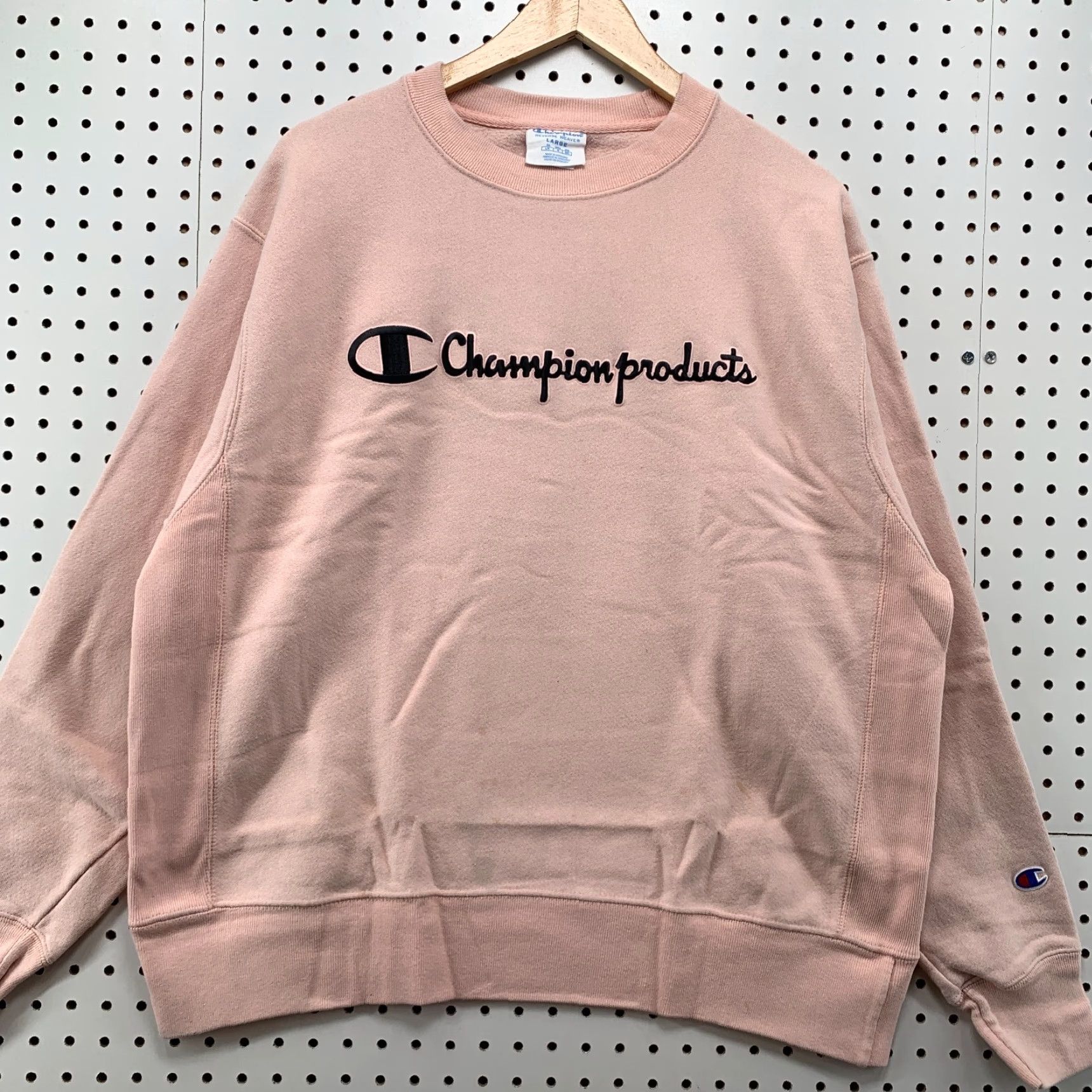 Champion Champion Sweatshirt Large Pink Reverse Weave Crewneck Spell Out Womens Size L / US 10 / IT 46 - 5 Thumbnail