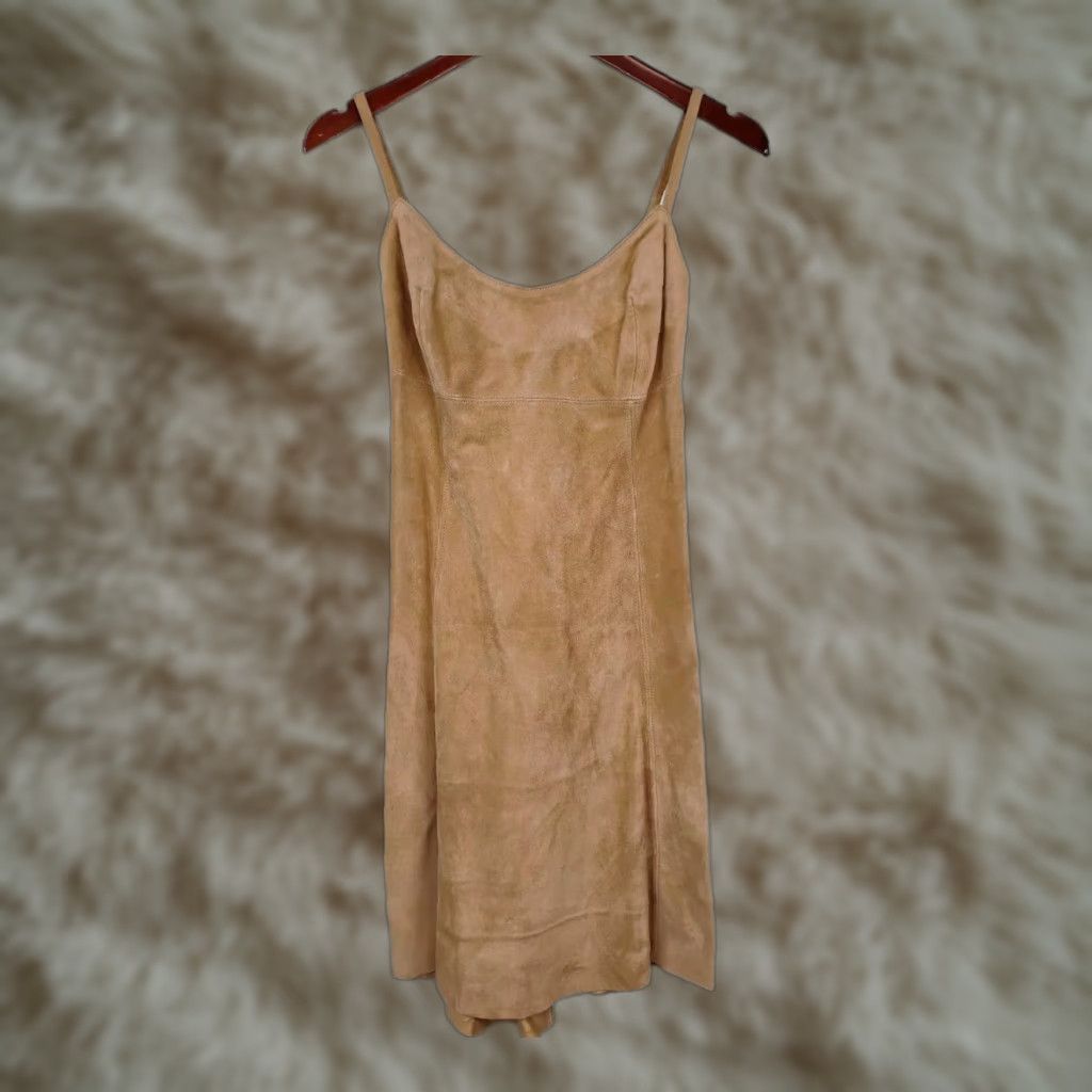 Hunter VINTAGE Bounty Hunter Suede Leather Dress Sleeveless Backless Tie Strap Brown Small - Women - Dress Size S / US 4 / IT 40 - 1 Thumbnail