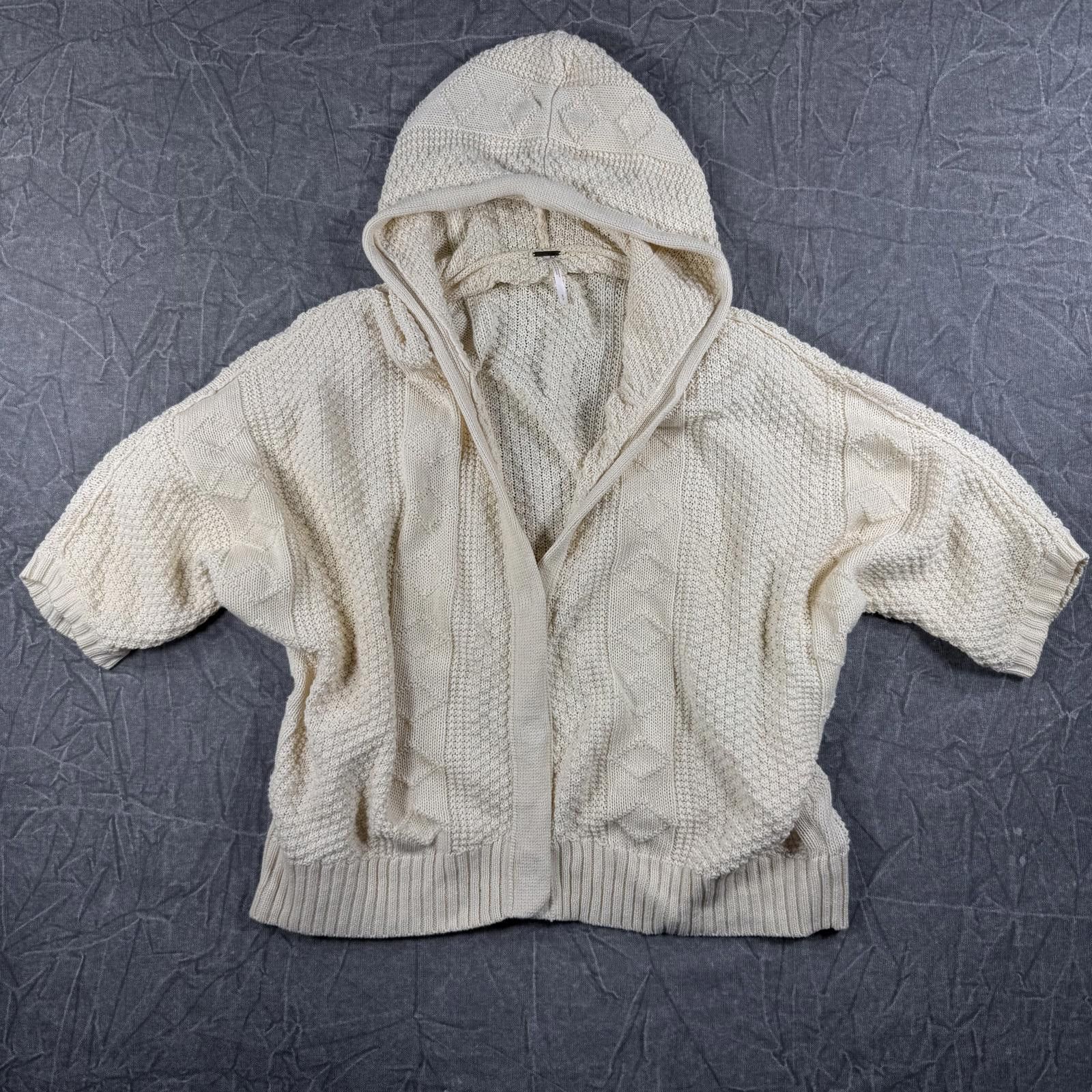 Free People Free People Sweater Women's S Cream Cable Knit Hoodie Size S / US 4 / IT 40 - 1 Thumbnail