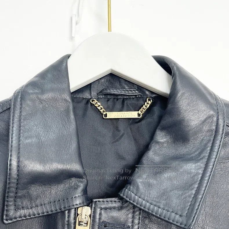 Versace Versace Dark blue full leather motorcycle jacket Size US M / EU 48-50 / 2 - 5 Thumbnail