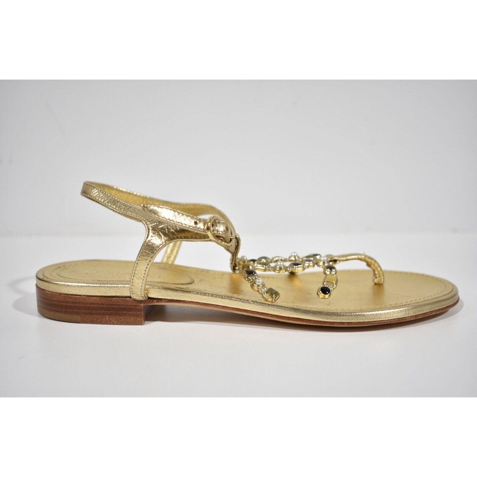 Chanel Chanel 19P Gold Metallized Lambskin CC Logo Mule Slide Size US 6 / IT 36 - 2 Thumbnail