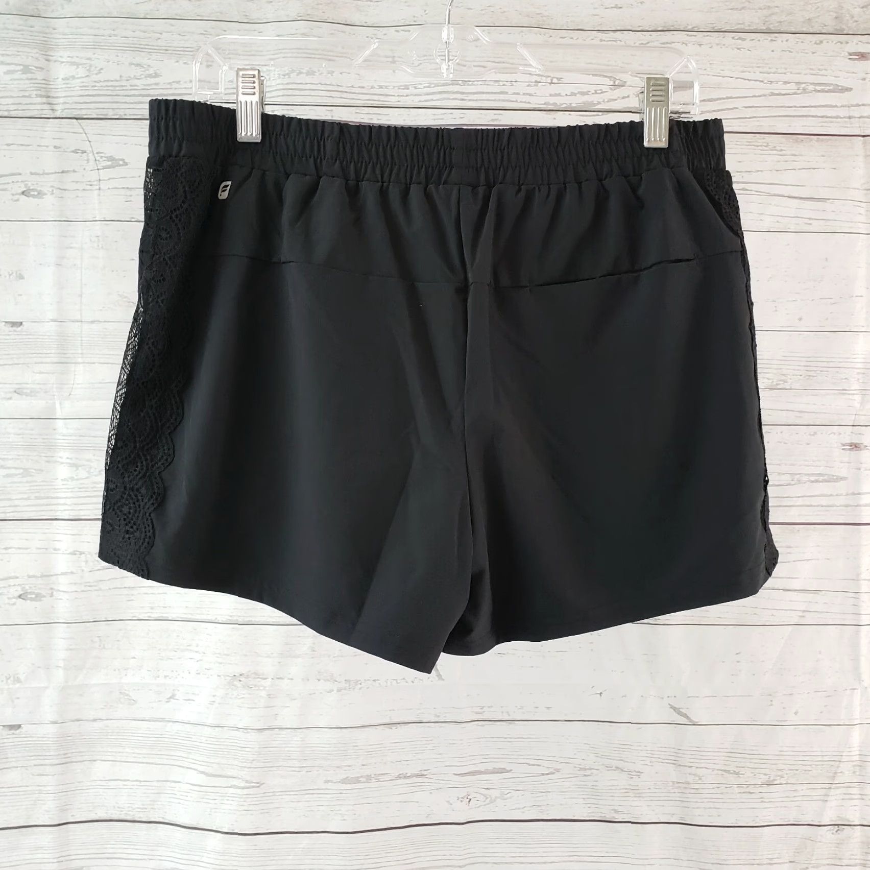Fabletics Fabletics Womens Marley Shorts Sz Medium Black Lace Sides Mid Rise Athletic Running & Jogging Shorts Womens M Black Lace Sides Marley Size 32" / US 10 / IT 46 - 3 Thumbnail