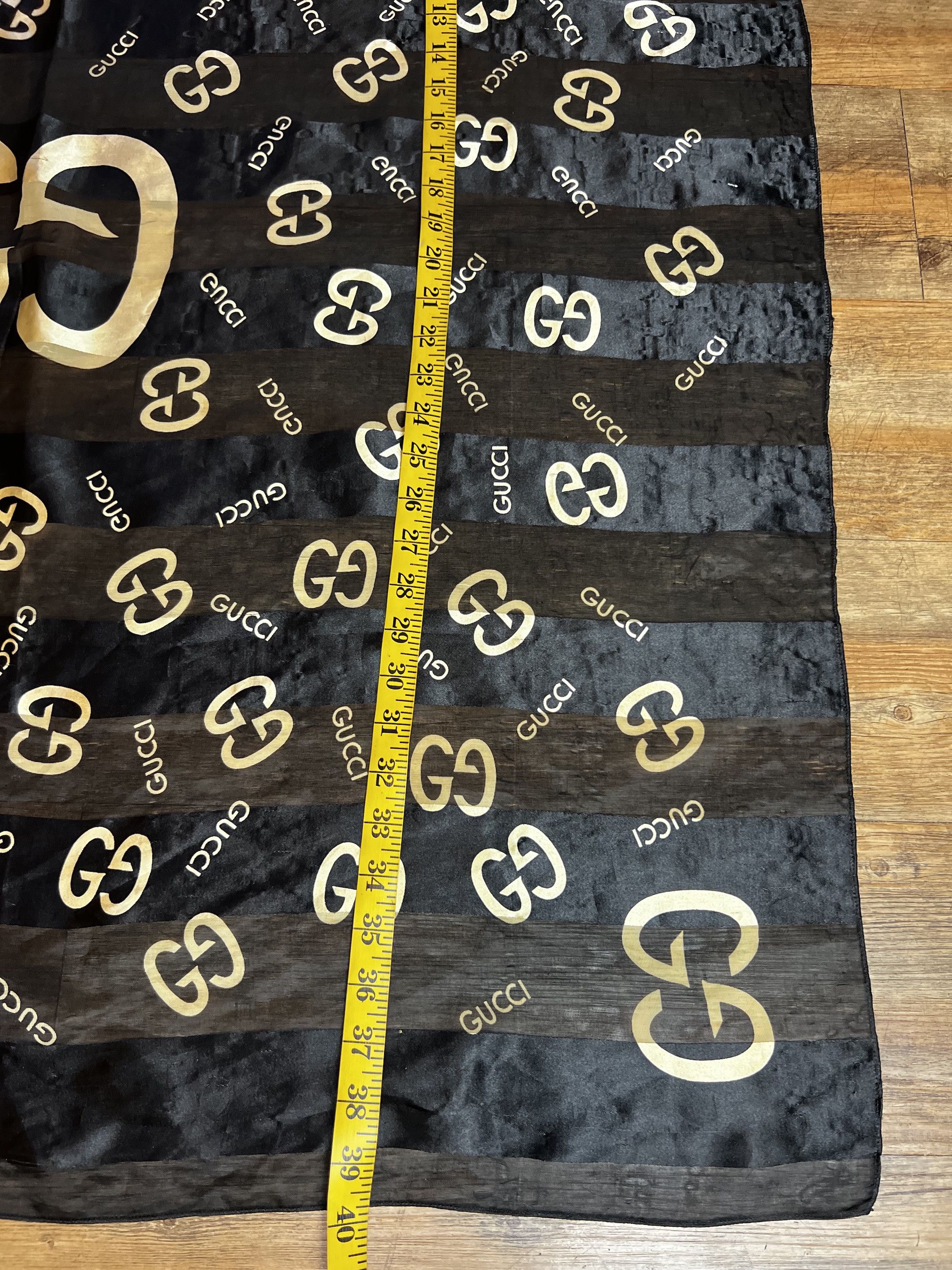 Gucci Vintage GUCCI GG Sheer Black Monogram Scarf Size ONE SIZE - 7 Thumbnail