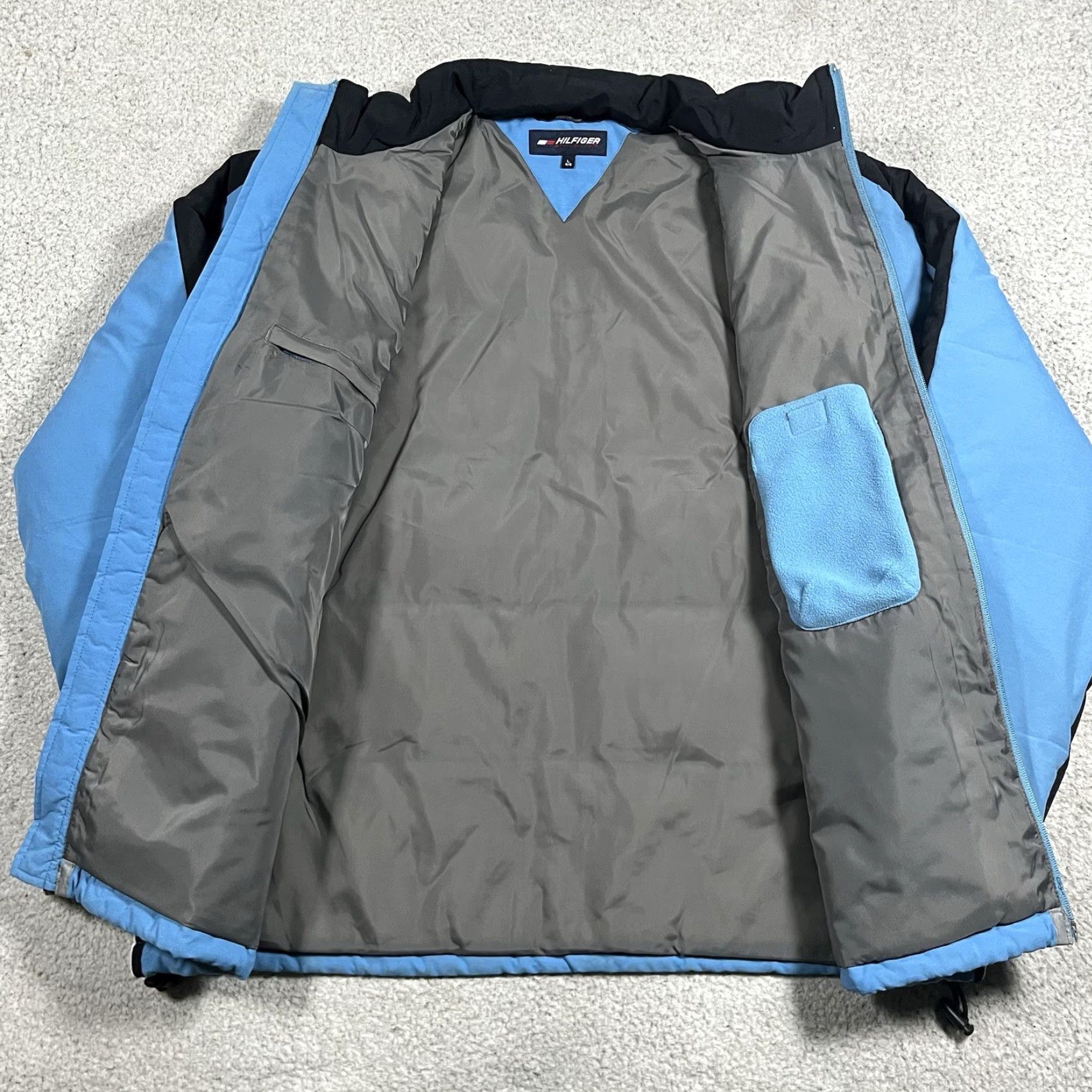 Tommy Hilfiger VINTAGE Tommy Hilfiger Jacket Mens L Blue 3M Stripe Puffer Coat 90s Goose Down Size US L / EU 52-54 / 3 - 4 Thumbnail