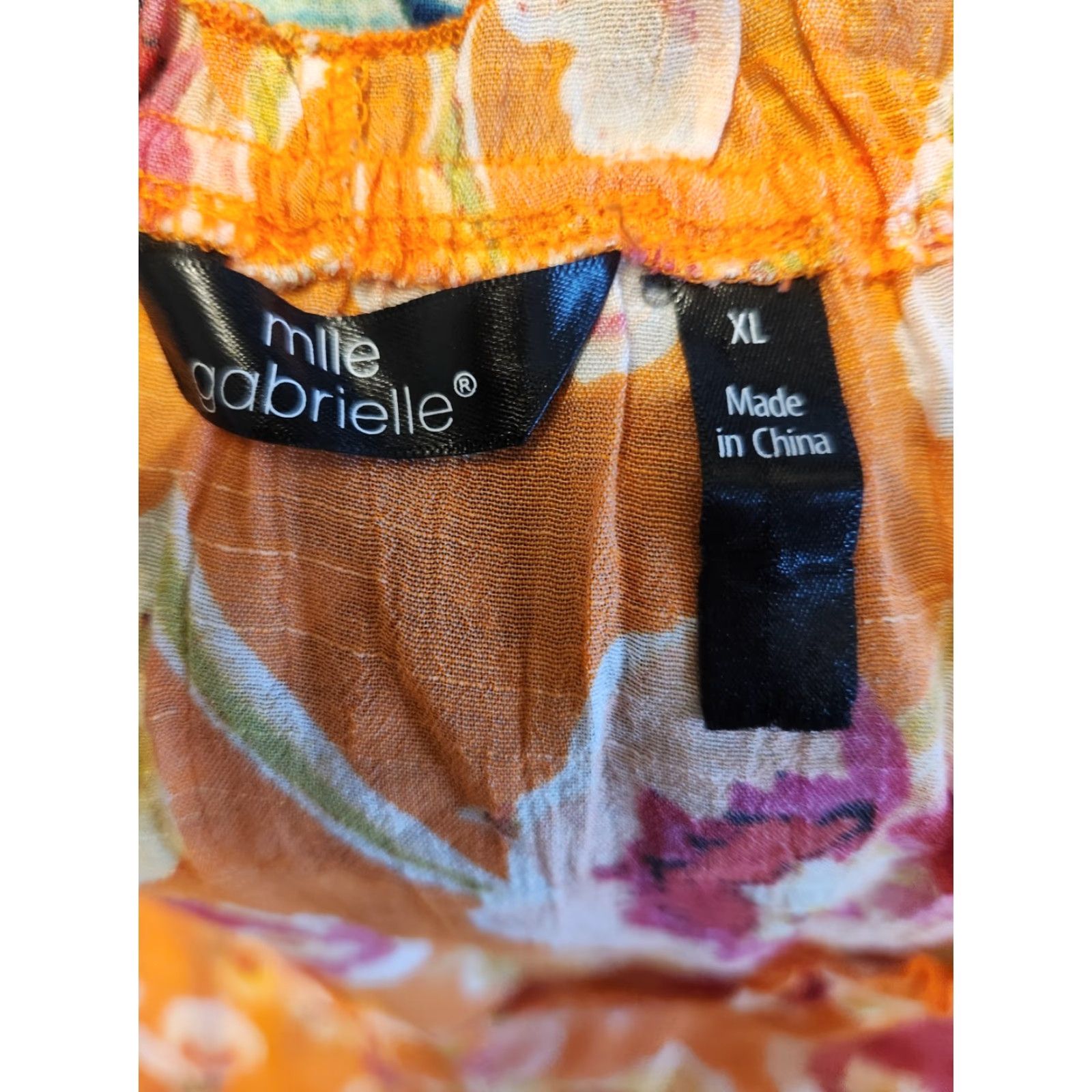 Vintage Mlle Gabrielle Orange Floral Top Blouse 3/4 Sleeve Button Front V-Neck XL Womens Boho Hippie Casual Workwear Size XL / US 12-14 / IT 48-50 - 5 Thumbnail