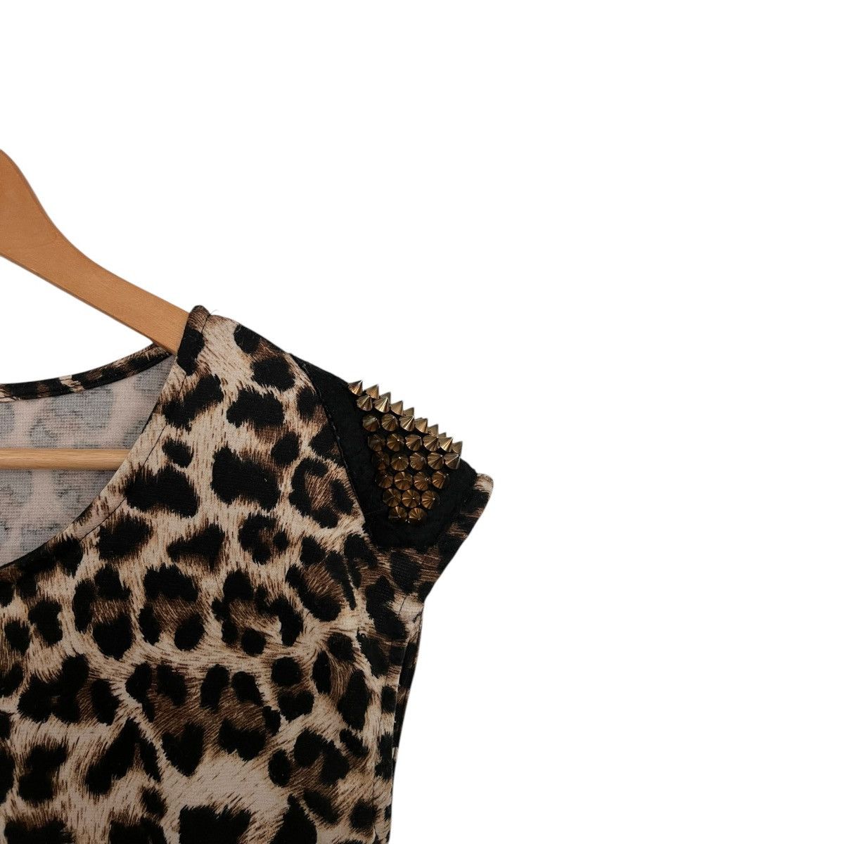 Vintage Leopard print spike shoulder blouse top Size M / US 6-8 / IT 42-44 - 2 Thumbnail