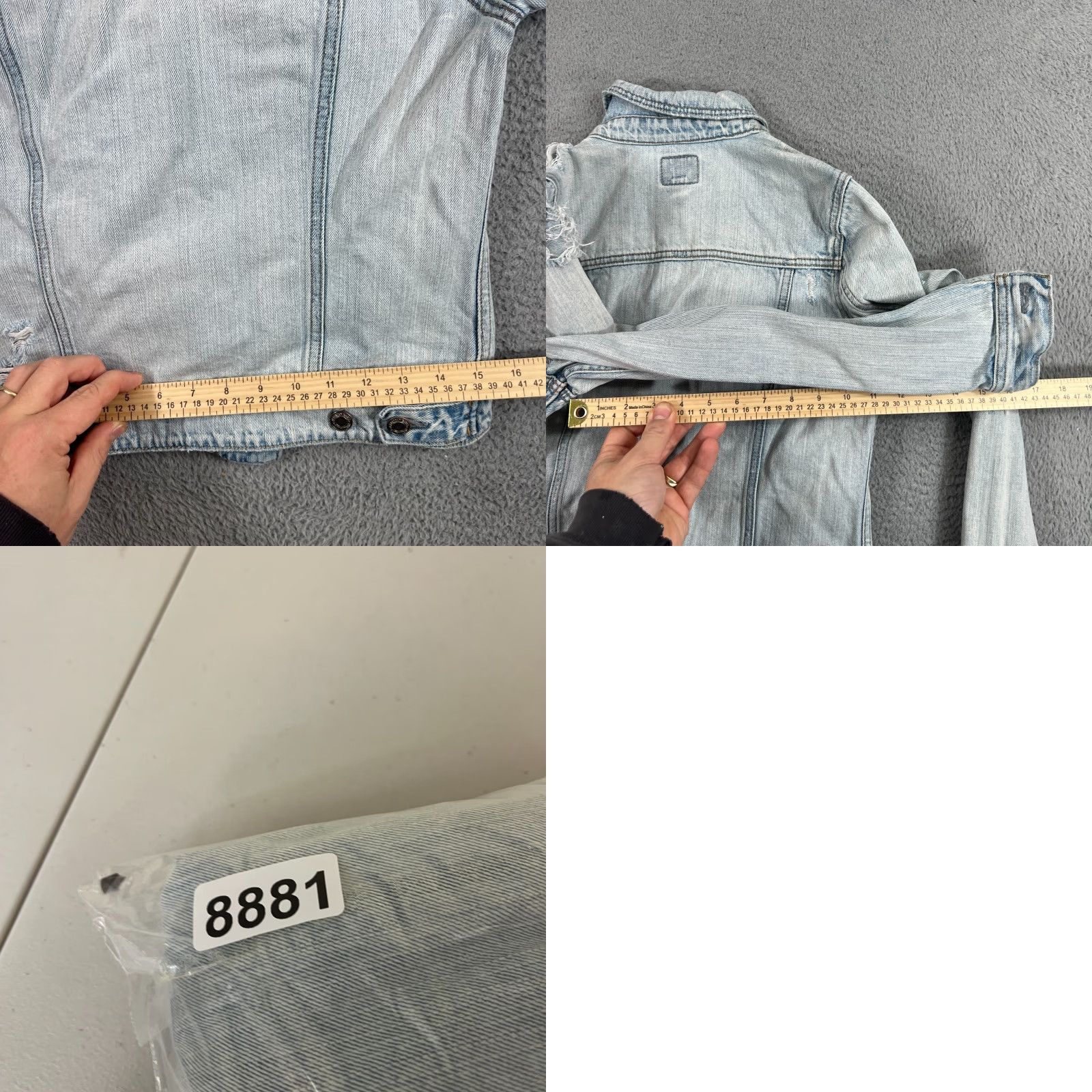 American Eagle Outfitters VINTAGE American Eagle Womens S Light Wash Distressed Denim Jean Jacket Trucker Grunge Size 28" / US 6 / IT 42 - 9 Thumbnail