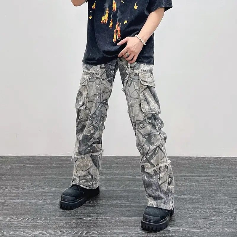 Japanese Brand × Vintage Camouflage Y2K Fashion Baggy Flare Jeans Cargo Pants Size US 34 / EU 50 - 3 Thumbnail