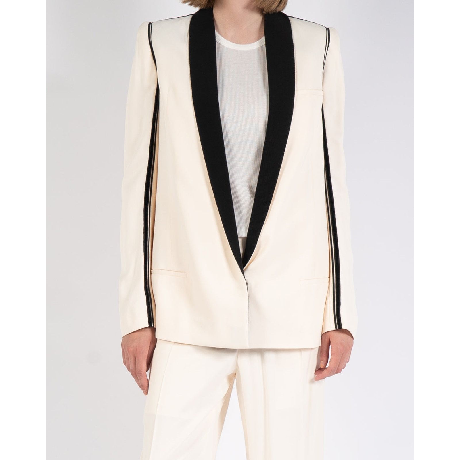 Haider Ackermann SS19 Beige Black Viscose Blazer Size S / US 4 / IT 40 - 1 Thumbnail