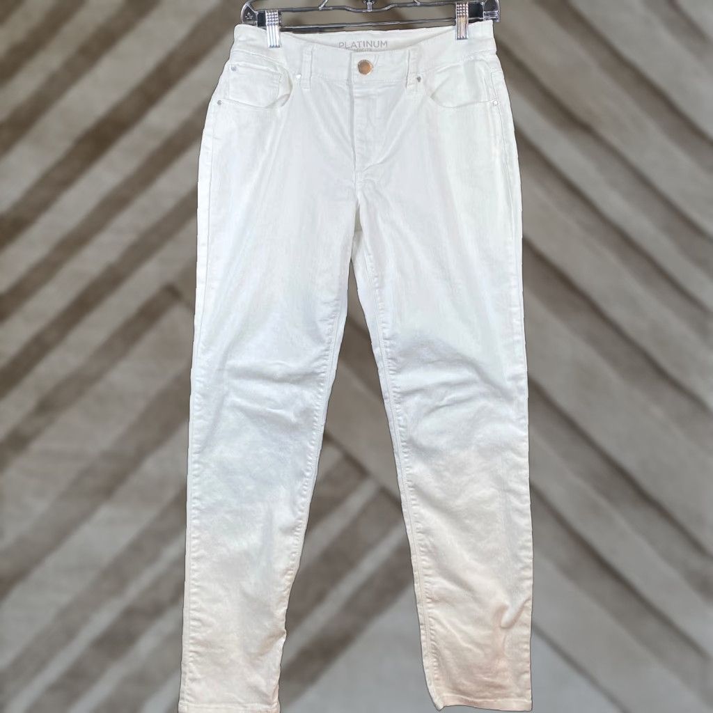 Vintage Chicos Womens Jeans White Platinum Denim Ankle Cropped Straight Stretch 00 Size 24" / US 00 / IT 34 - 1 Thumbnail