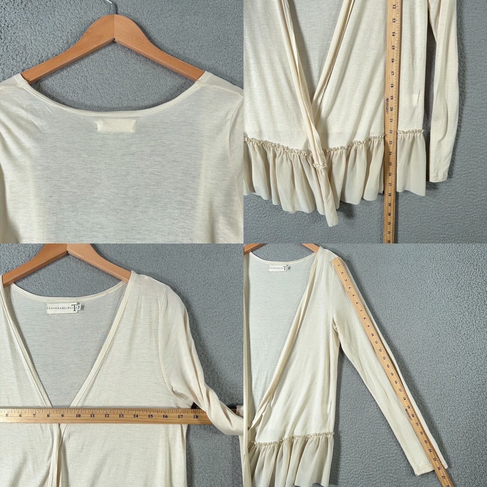 Johnny Was Johnny Was Blouse Kimono Medium Ivory Lightweight Open Front Ruffle Casual Sleeve Women Size M / US 6-8 / IT 42-44 - 8 Thumbnail