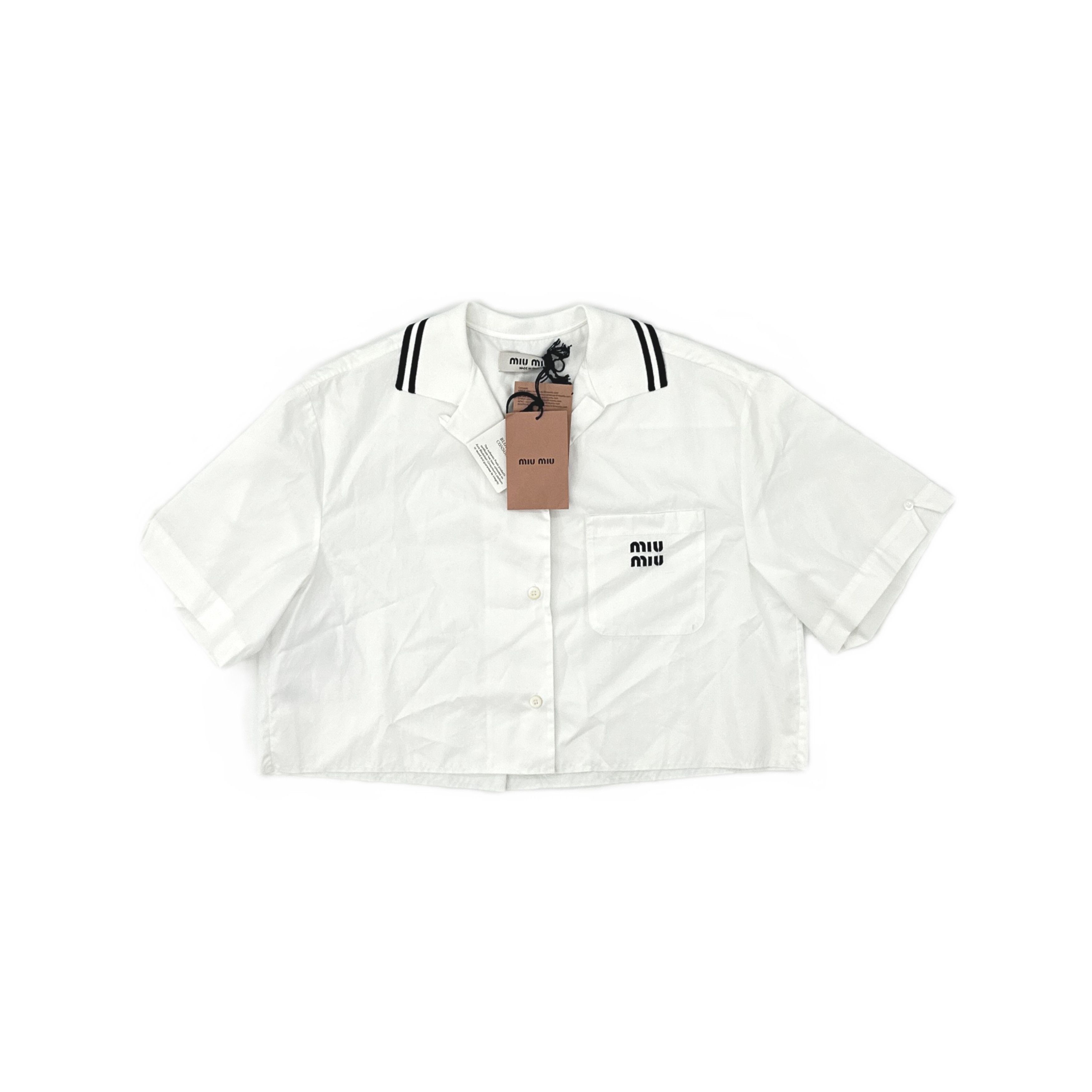 Miu Miu Miu Miu Popeline Logo Shirt Size 36 Size XS / US 0-2 / IT 36-38 - 1 Thumbnail