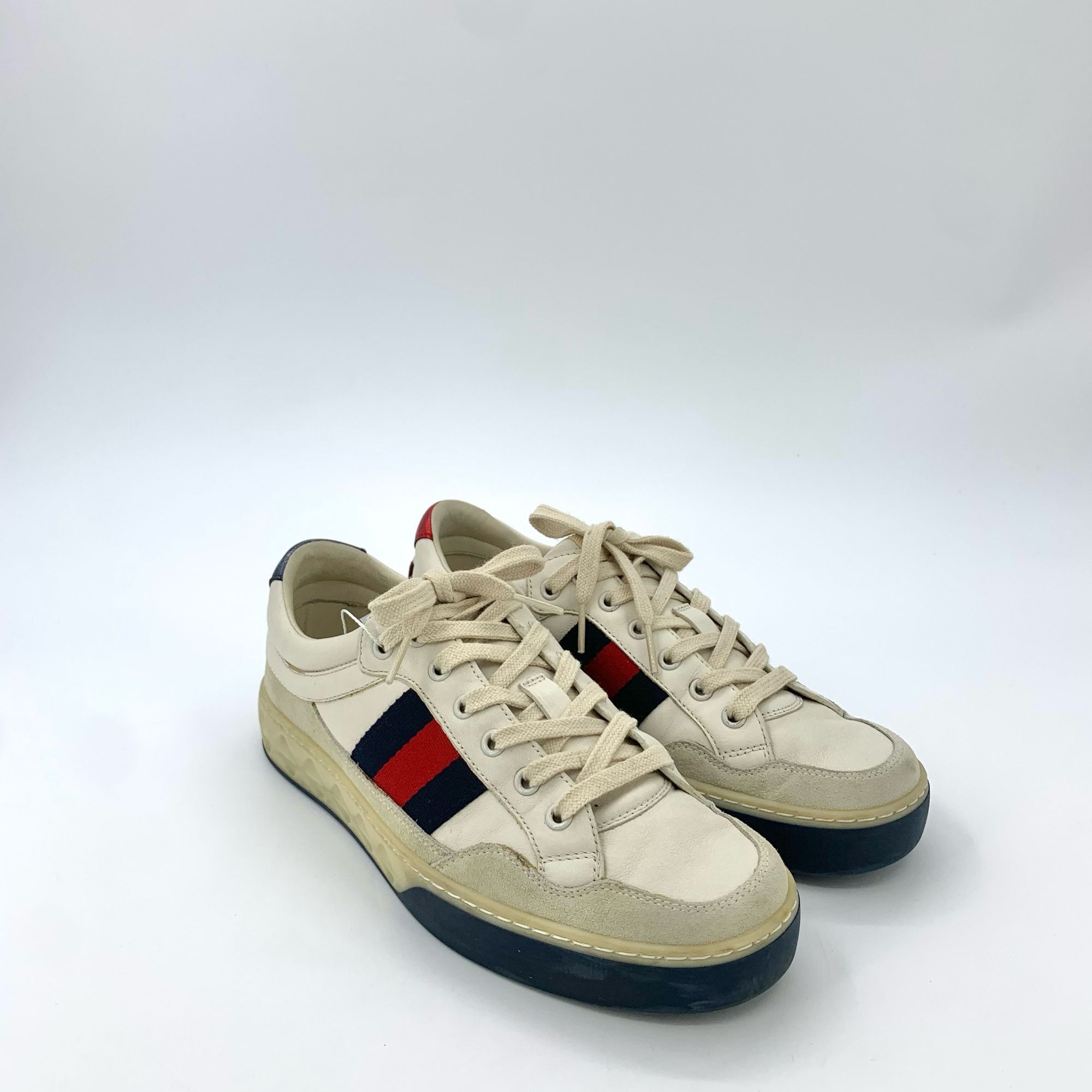 Gucci Gucci White & Red/Blue Colorblocked Lace-Up Sneakers (Size 3 Size US 6.5 / EU 39-40 - 9 Thumbnail