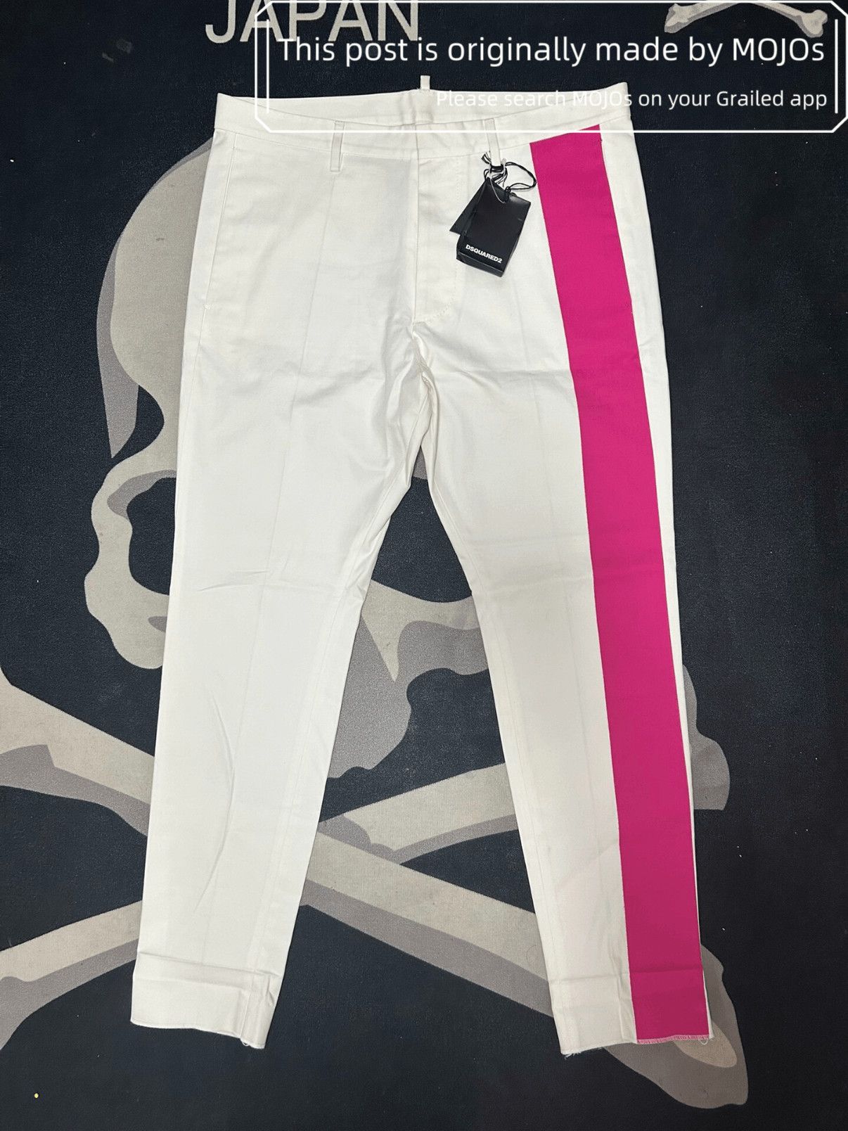 Dsquared2 Sz 48 Dsquared2 Pink Stripe White Pants mojos144019 Size US 32 / EU 48 - 1 Thumbnail
