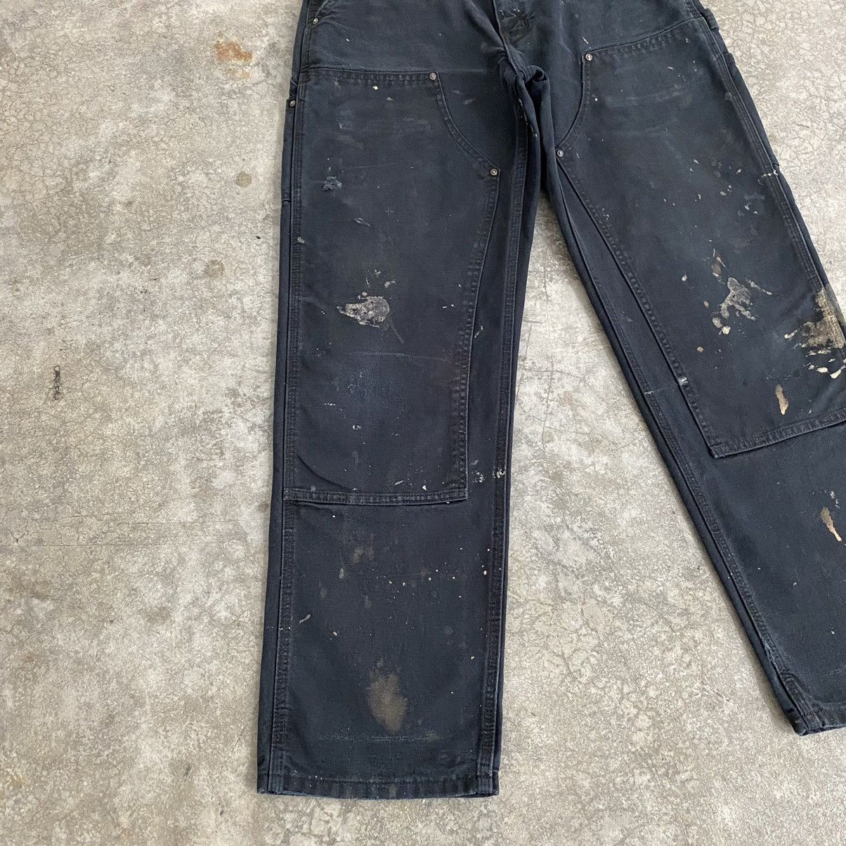 Carhartt VTG Carhartt Double Knee Faded Black Stained Carpenter Pants Size US 31 - 7 Thumbnail