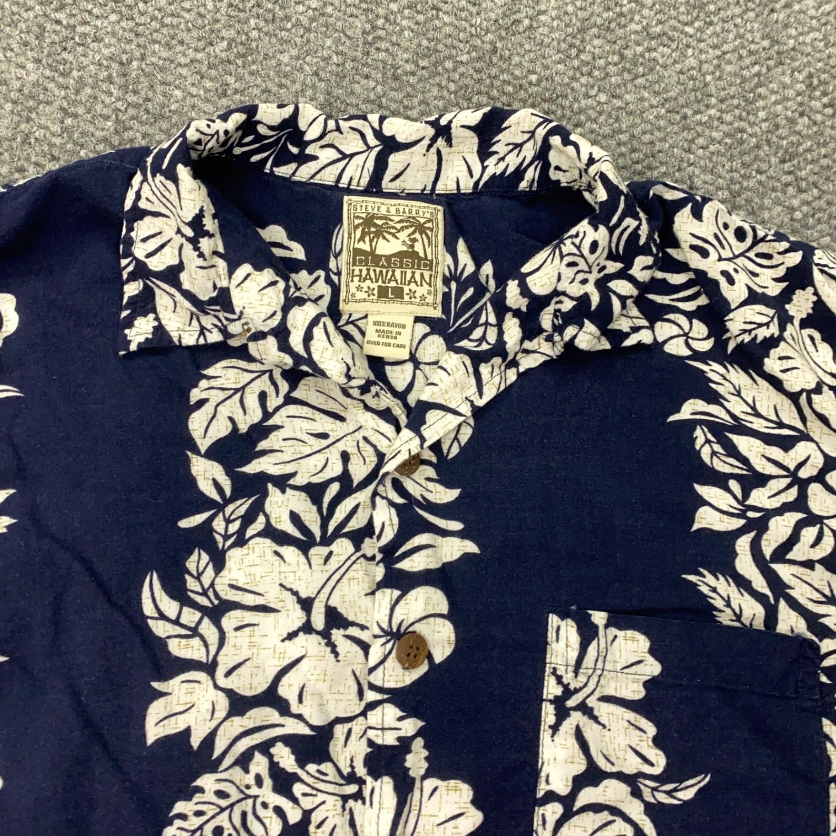 Vintage Steve & Barry's Classic Hawaiian Shirt Mens Large Blue Floral Beach Size US L / EU 52-54 / 3 - 3 Thumbnail