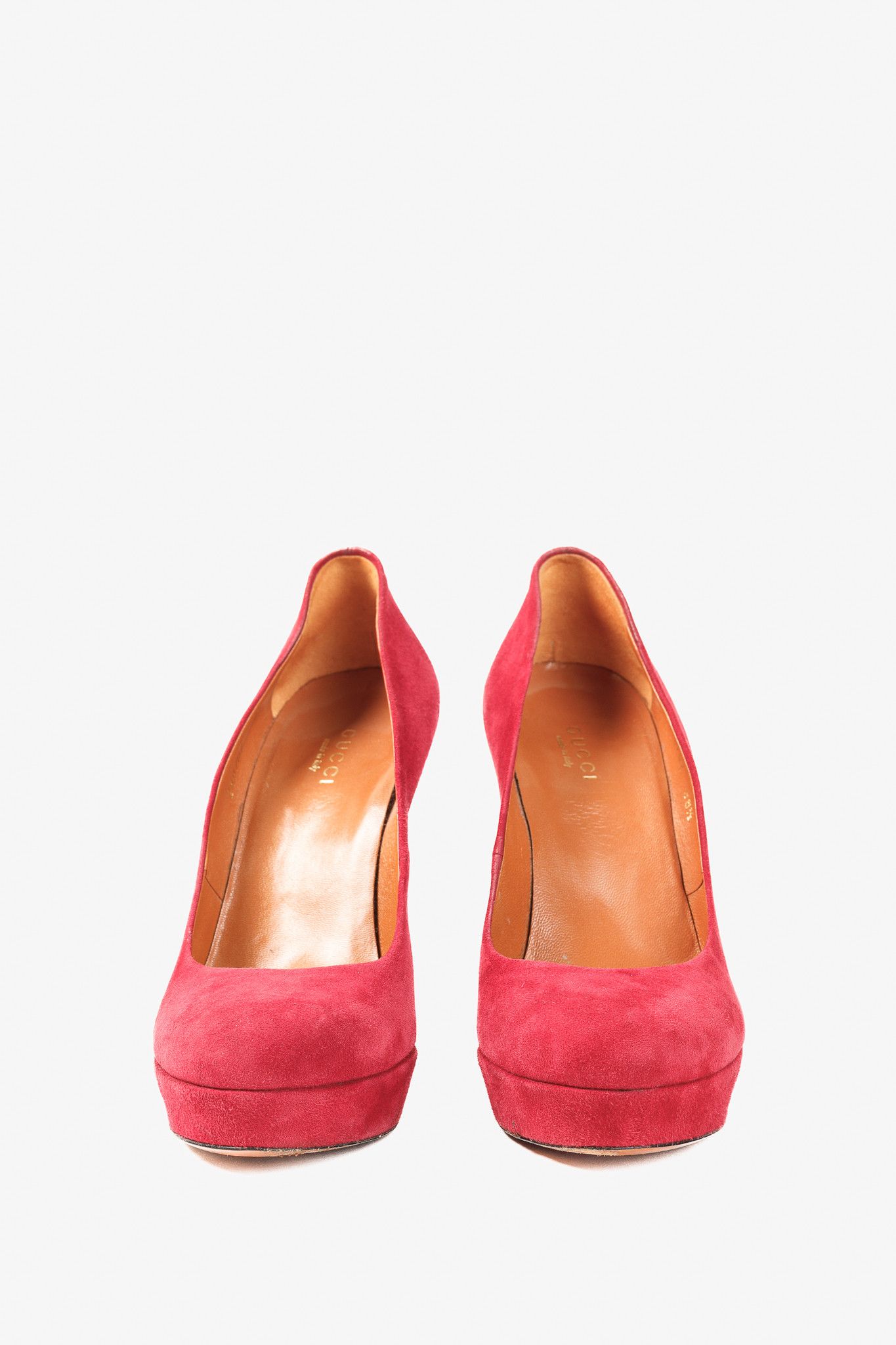 Gucci Gucci Raspberry Suede Platform Round-Toe Stiletto Pumps Size US 6 / IT 36 - 2 Thumbnail