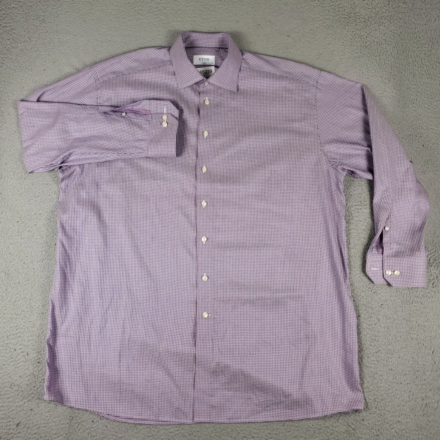 Eton Eton Shirt Mens Size 17.5 44 Red Blue Tall Classic Dress Button Up Long Sleeve Size 46R - 3 Thumbnail