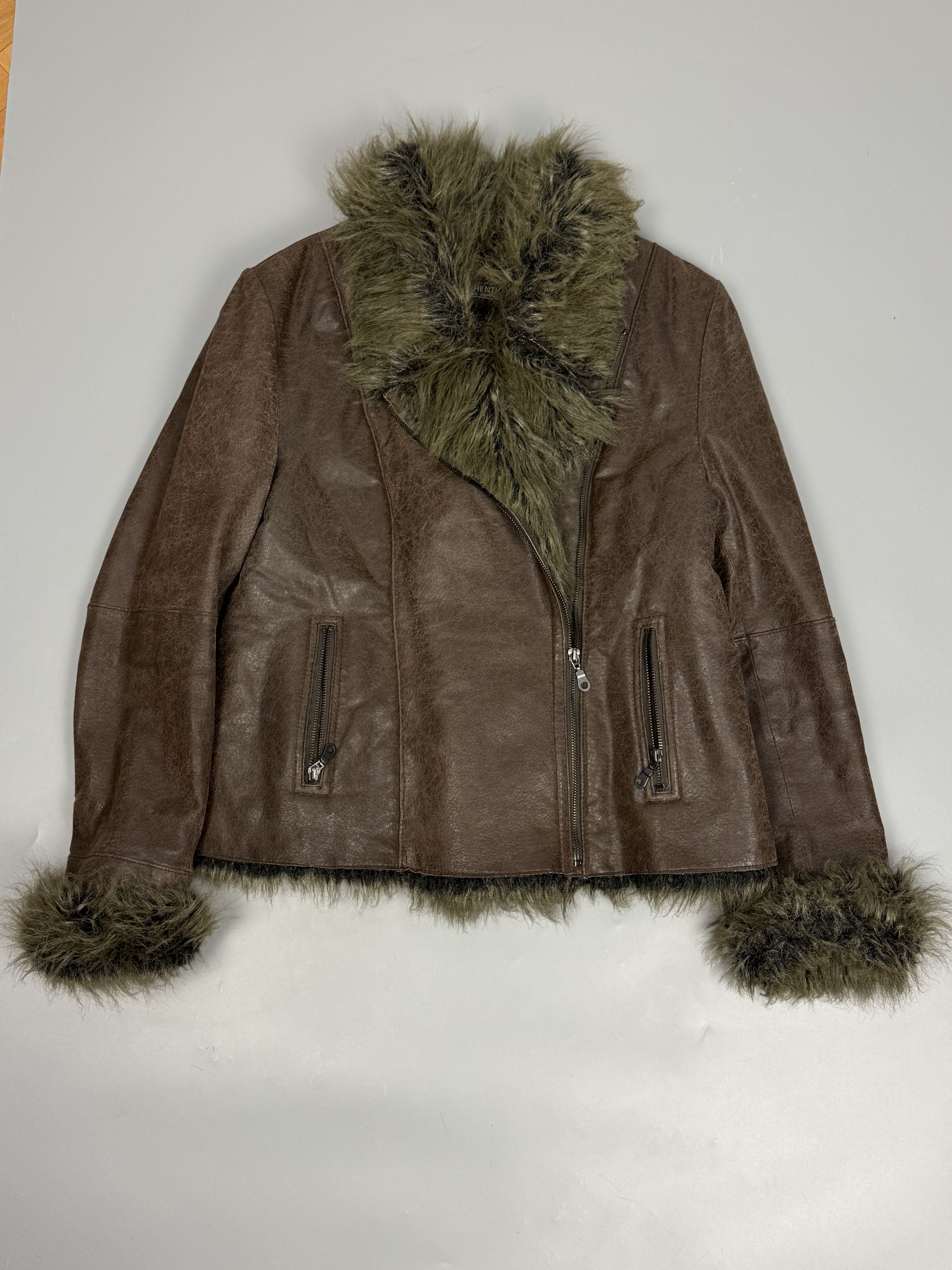 Japanese Brand Vintage faux fur leather asymmetric bomber jakcet Size XL / US 12-14 / IT 48-50 - 1 Thumbnail