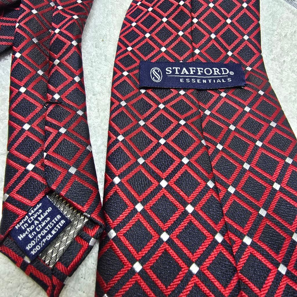 Stafford Men's Stafford Black Red Plaid Tie One Size Size ONE SIZE - 3 Thumbnail