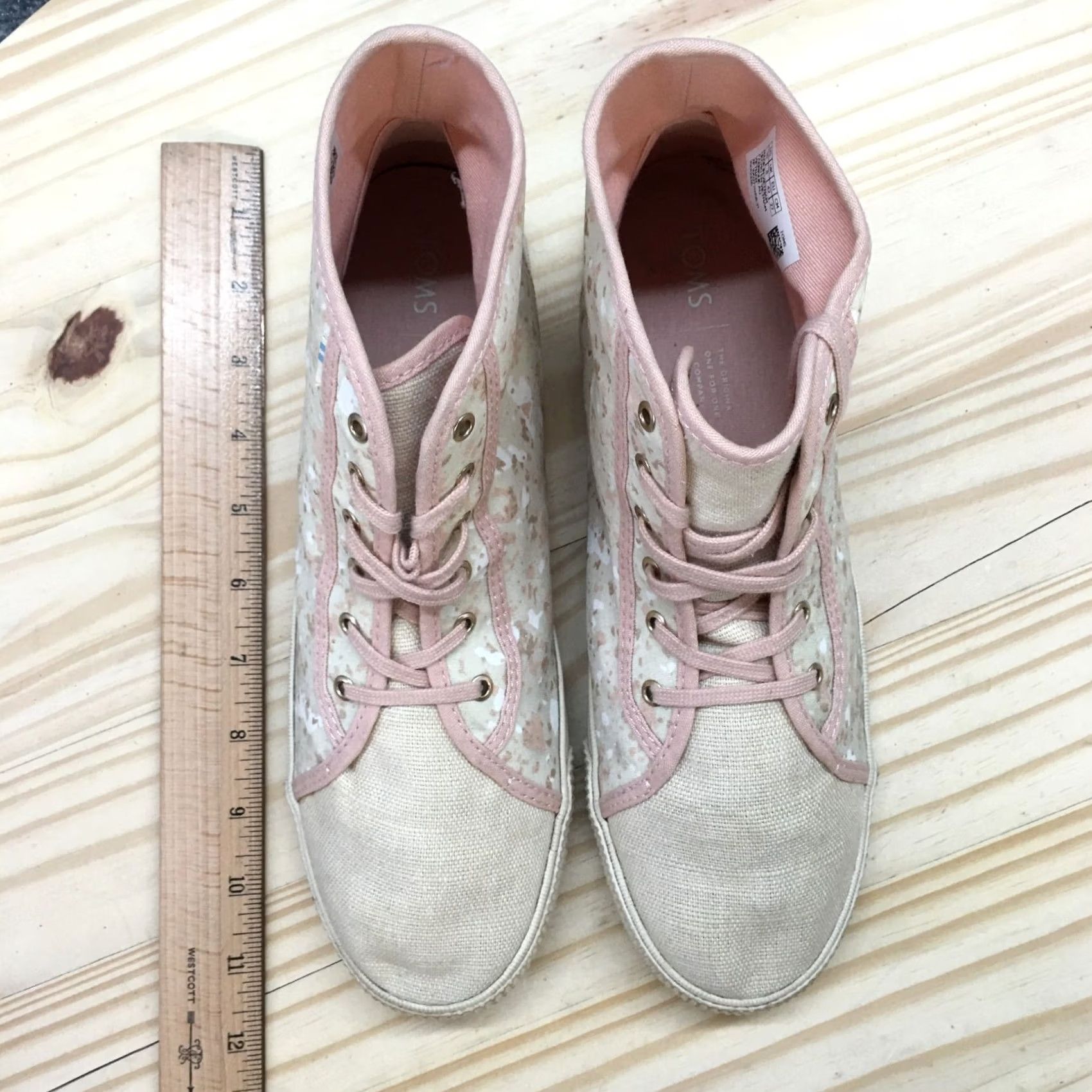 Toms TOMS Womens 10 Camarillo Floral High Top Sneakers Beige Pink - Floral, Casual, Lace Up, Fabric Upper, 10012436, White, Beige, Womens, Sneaker Size L / US 10 / IT 46 - 7 Thumbnail