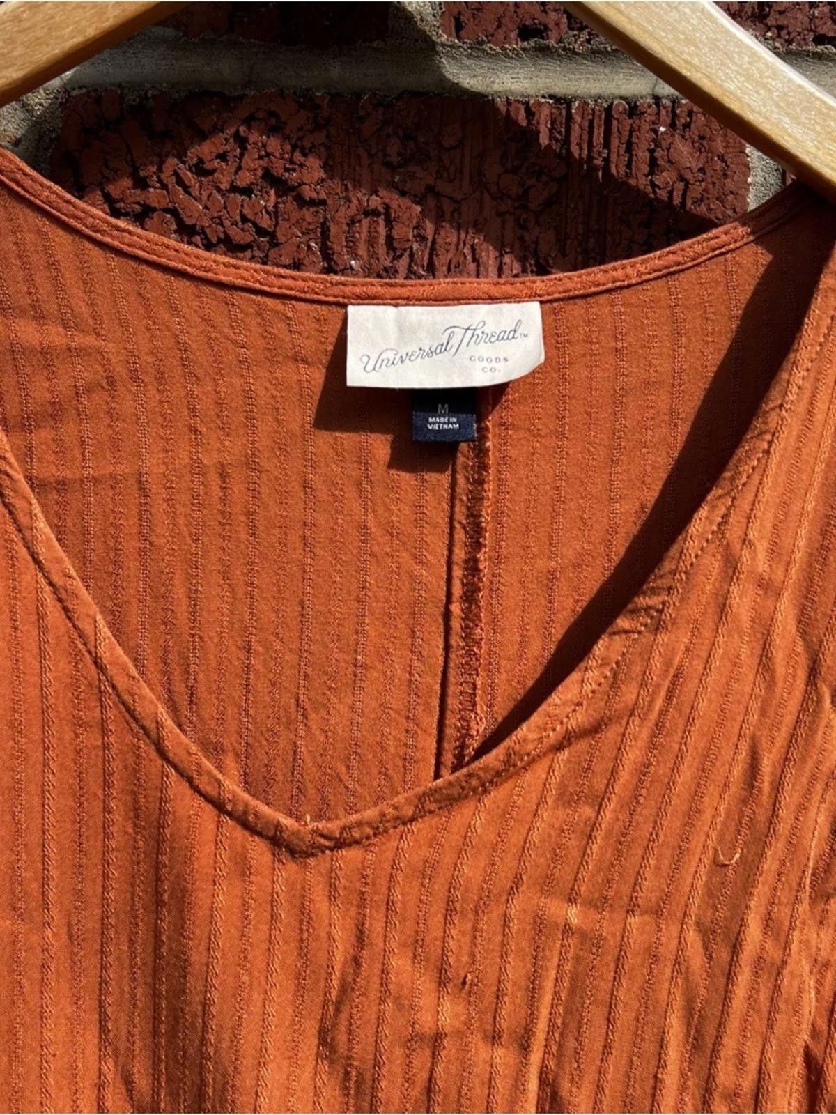 Other Universal Thread Burnt Orange V Neck Mini Dress Size M / US 6-8 / IT 42-44 - 2 Thumbnail