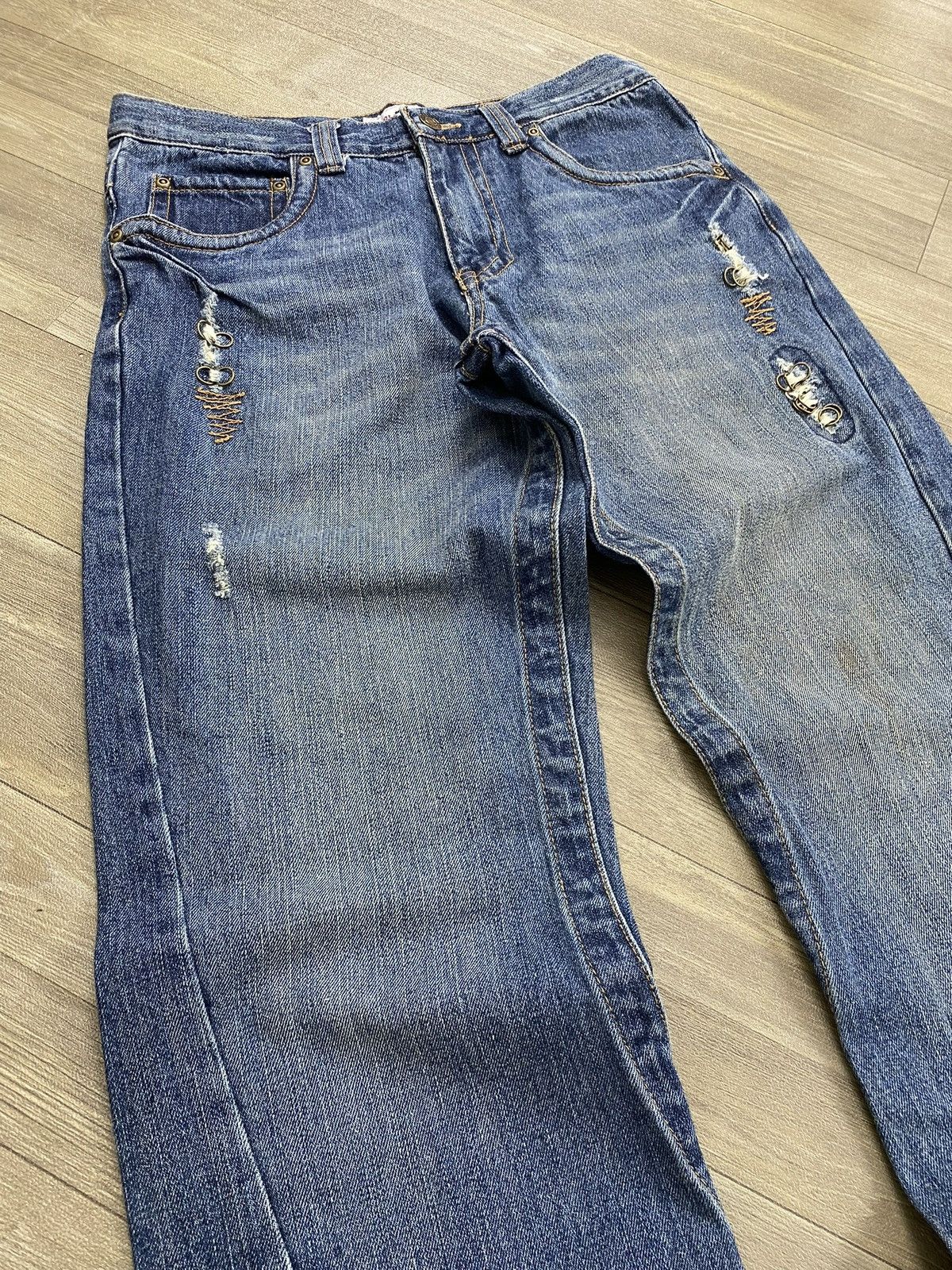 If Six Was Nine 2000s Jungle Storm Distressed Lgb Style Bootcut Flared Jeans Size US 30 / EU 46 - 4 Thumbnail