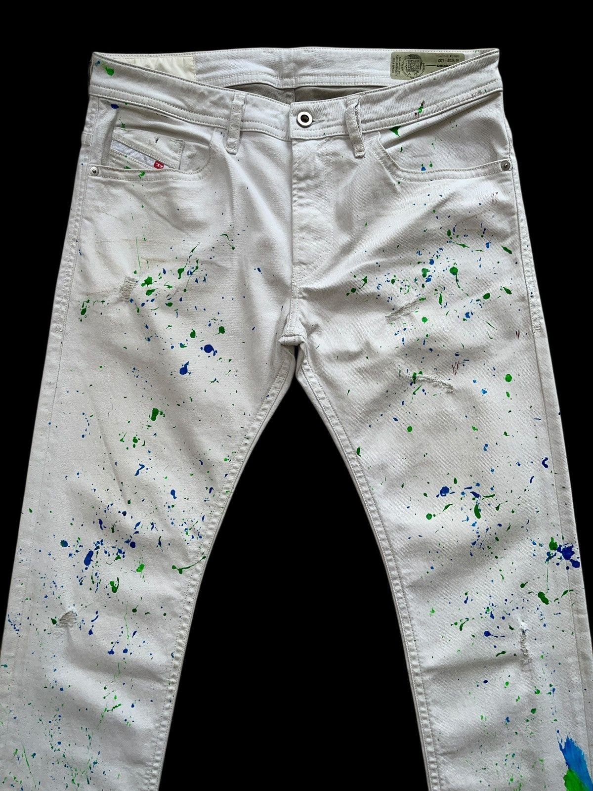 Diesel Diesel Thommer Slim-Skinny Paint Splatter Denim Size US 33 - 7 Thumbnail