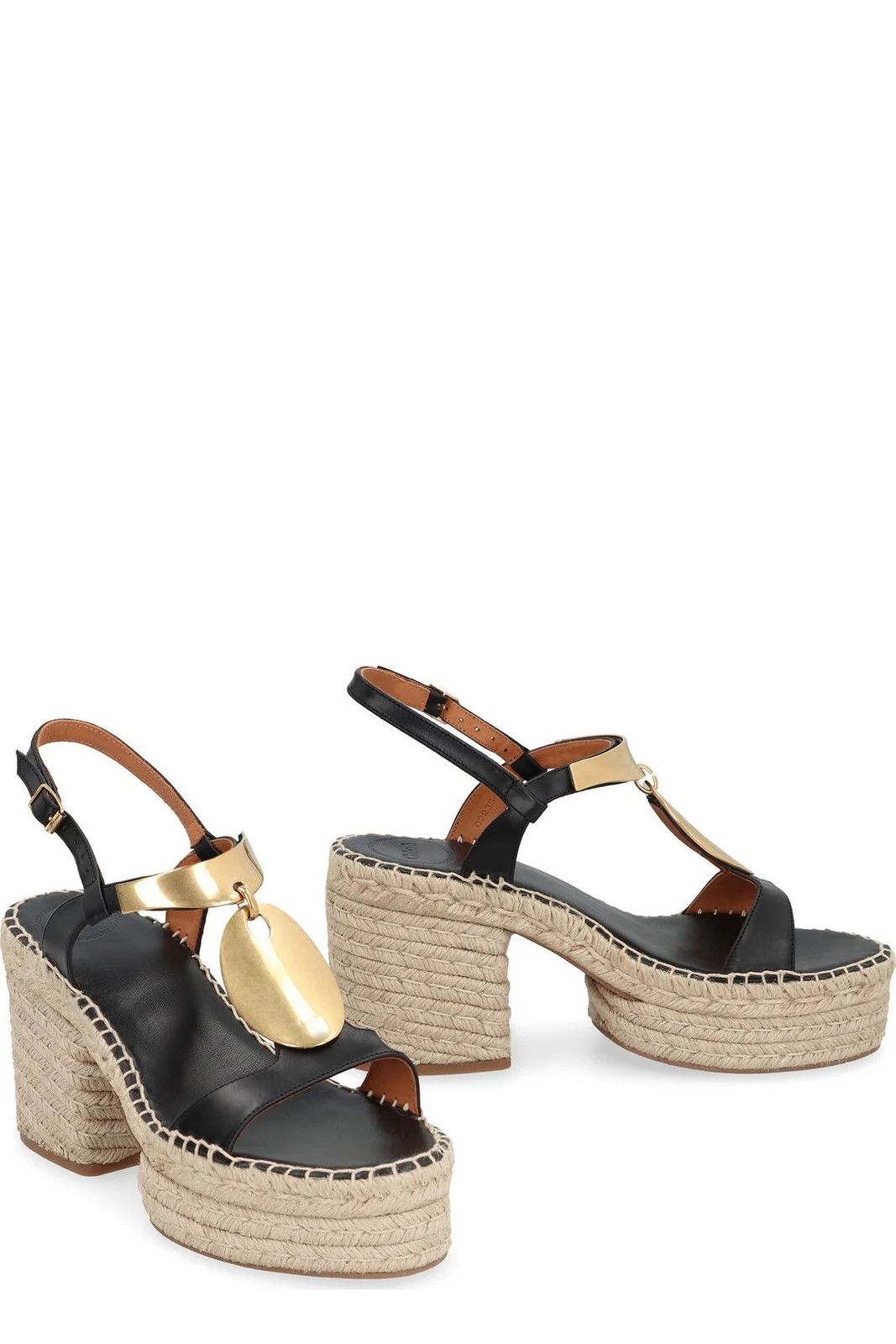 Chloe o1loc1c1024 Pema Espadrillas in Black Gold Size US 9 / IT 39 - 3 Thumbnail