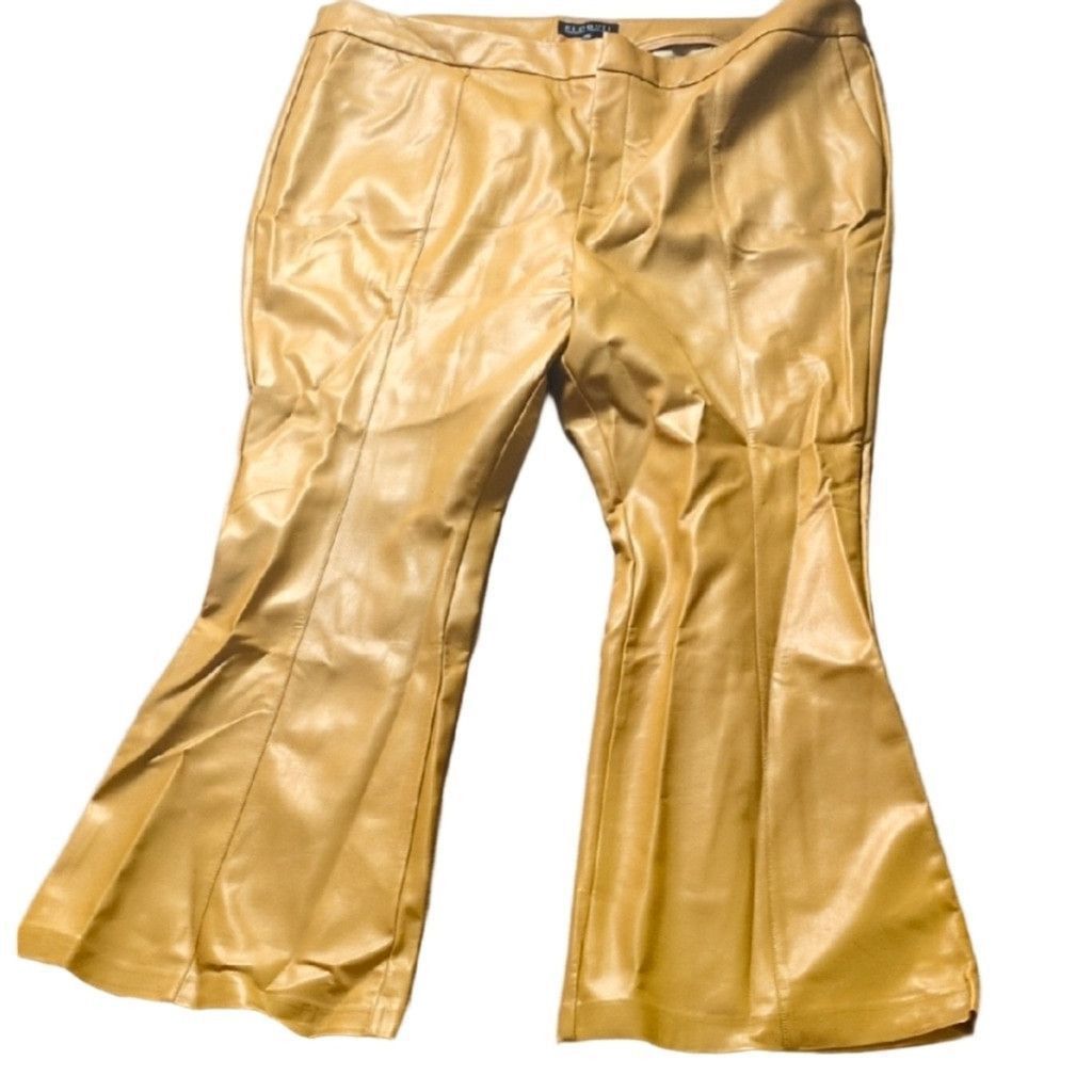 Other Eloquii Faux Leather High Rise Flare Pants sz 24 Size 42" / US 20 - 1 Thumbnail