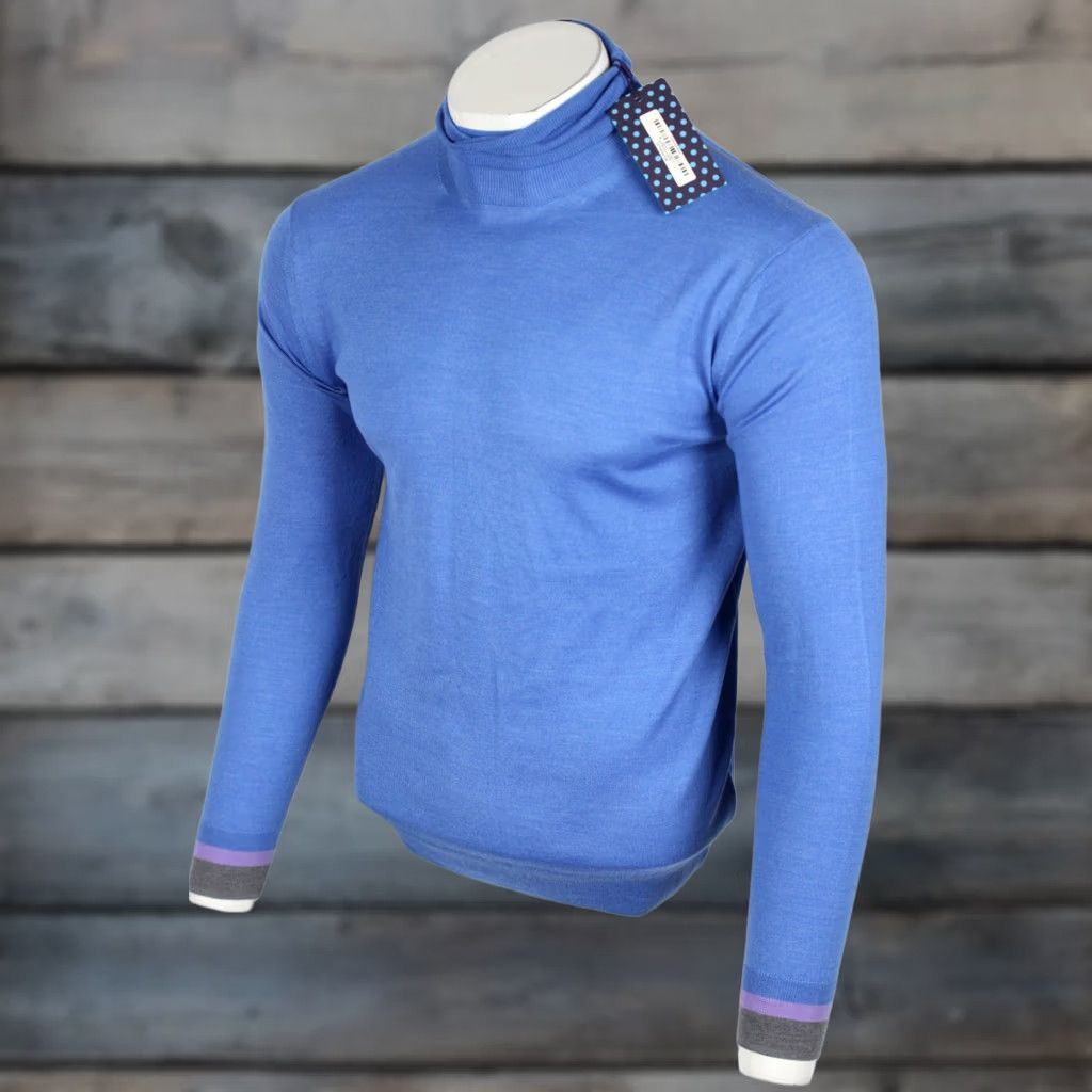 Vintage VINTAGE Lords Of Harlech Men's Ronald Turtle Neck Sweater Lightweight XL Blue Size US XL / EU 56 / 4 - 1 Thumbnail