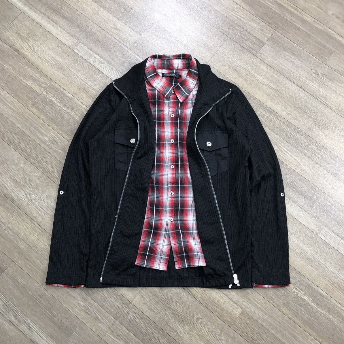 If Six Was Nine 2000s Gilevan Double Layer Lgb Goa Grunge Shirt Jacket Y2K Size US M / EU 48-50 / 2 - 2 Thumbnail