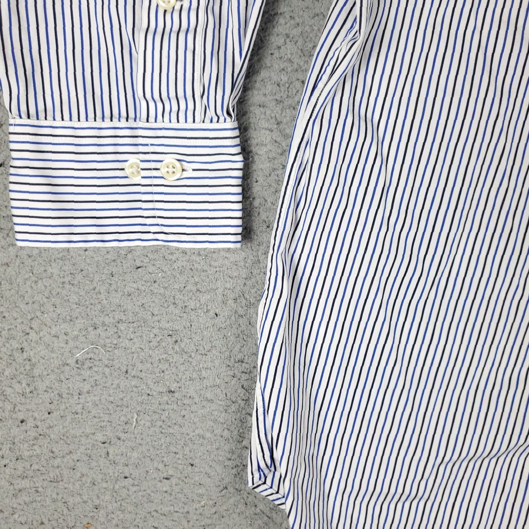 Ralph Lauren VINTAGE Ralph Lauren Dress Shirt Mens Size 17.5 Blue Striped Long Sleeve Business Casual Formal Men's Size 46R - 3 Thumbnail