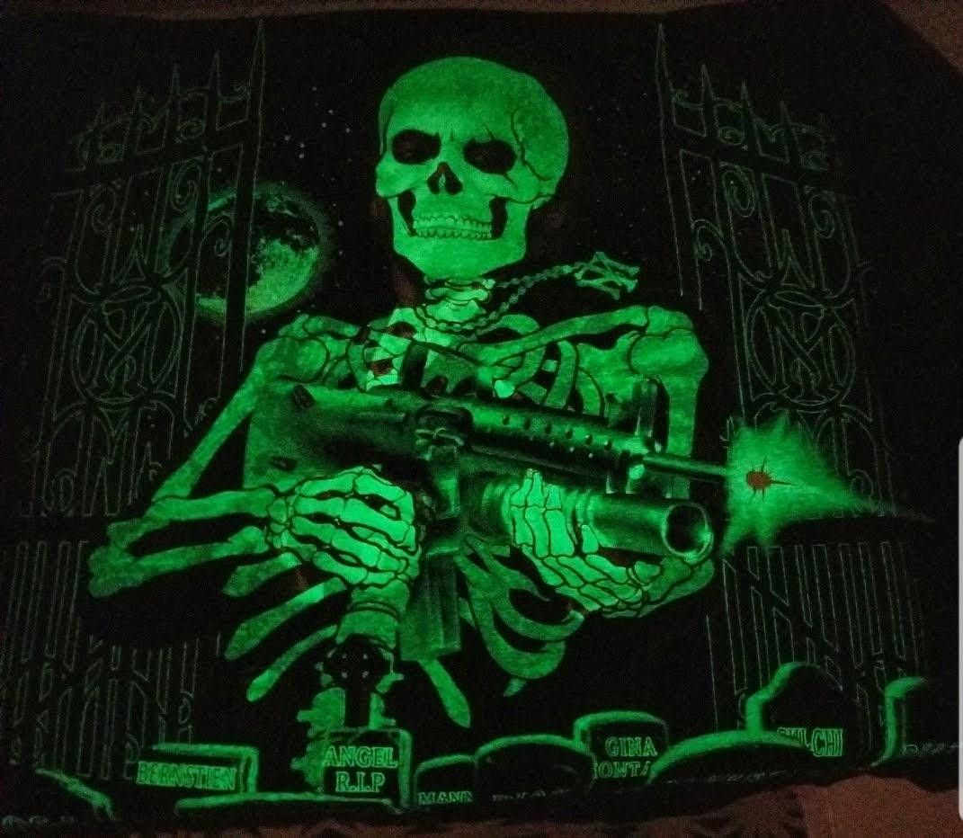 Image of Vintage Very Very Rare Glow In The Dark Scarface T-Shirt in Black Purple Green, Men's (Size XL)