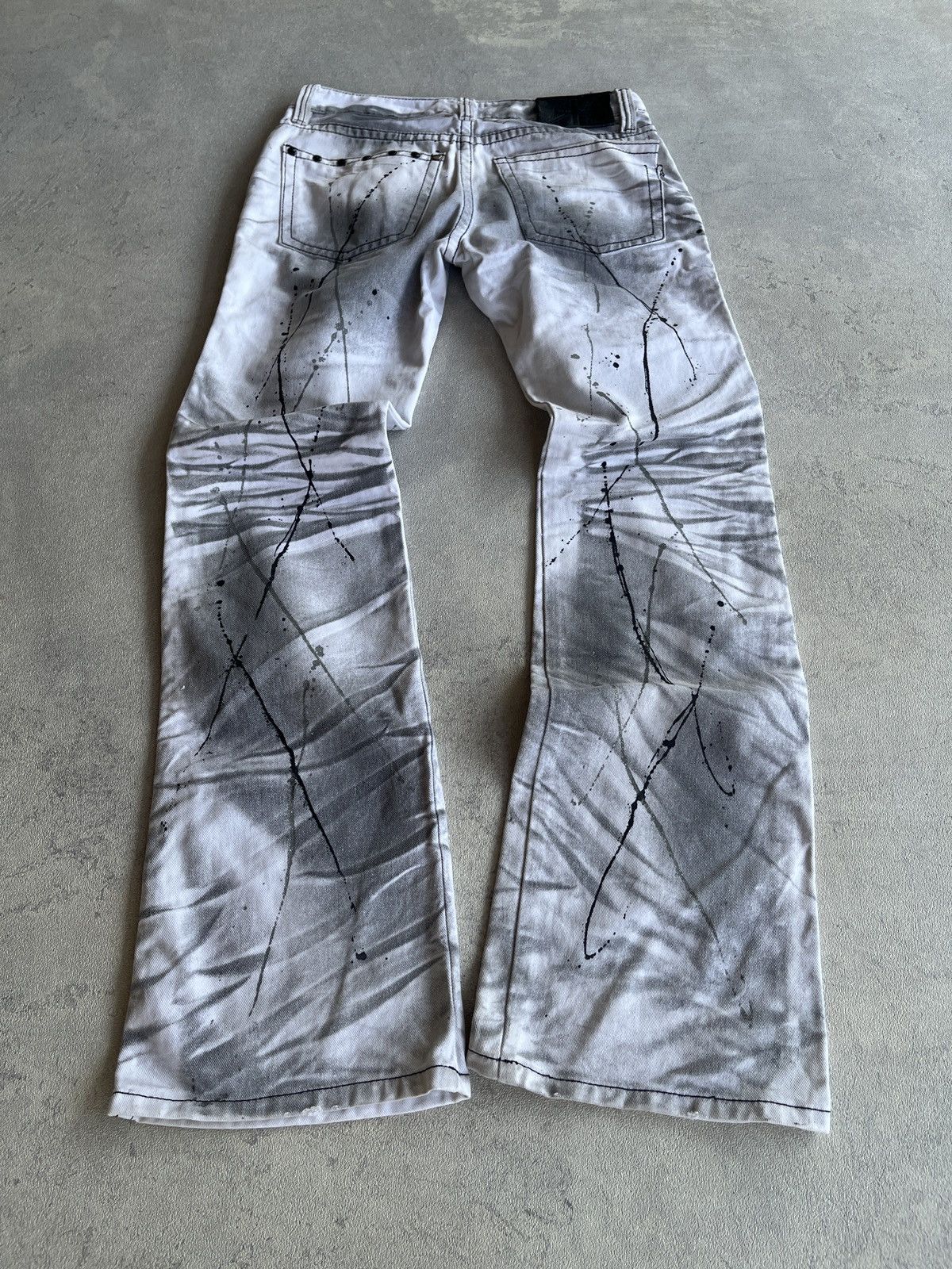 If Six Was Nine 2000’s Xfrm Flare Studded Painted Clawmark Boot Cut Pants Size US 29 - 2 Thumbnail