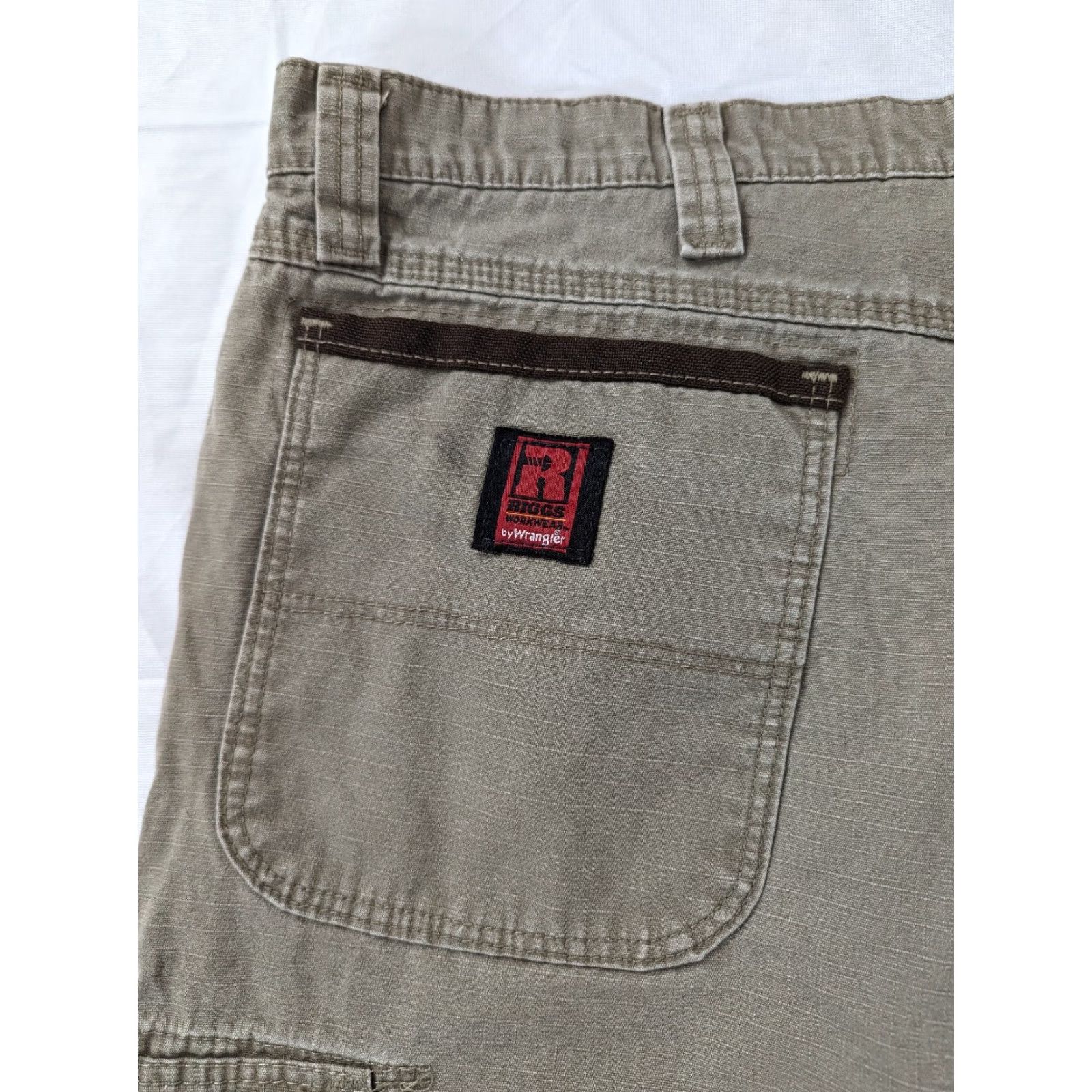 Wrangler Wrangler RIGGS Workwear Pants Men 42x30 Canvas Double Knee Flannel Lined Cargo Pocket Steel Green Regular Mens Size US 42 / EU 58 - 3 Thumbnail