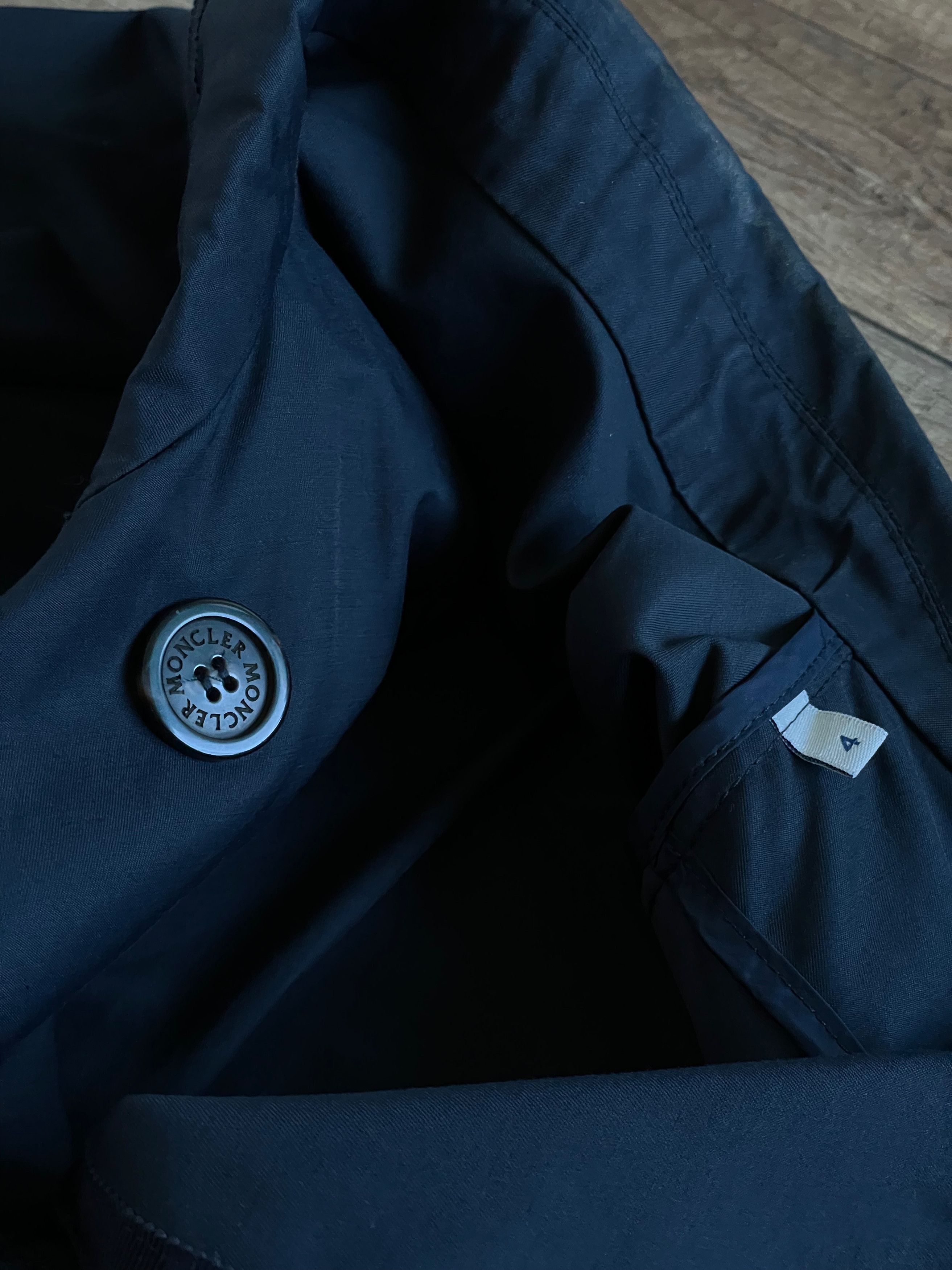 Moncler Moncler Womens Navy Blue Citron Cotton Trench Coat Jacket Size L / US 10 / IT 46 - 9 Thumbnail
