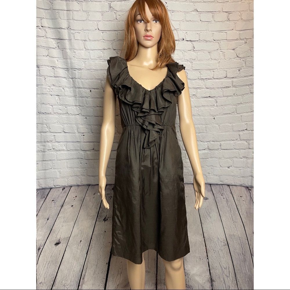 J.Crew New J. Crew Ruffled Edelyn Lawn Brown Dress Size 2 Size XS / US 0-2 / IT 36-38 - 1 Thumbnail