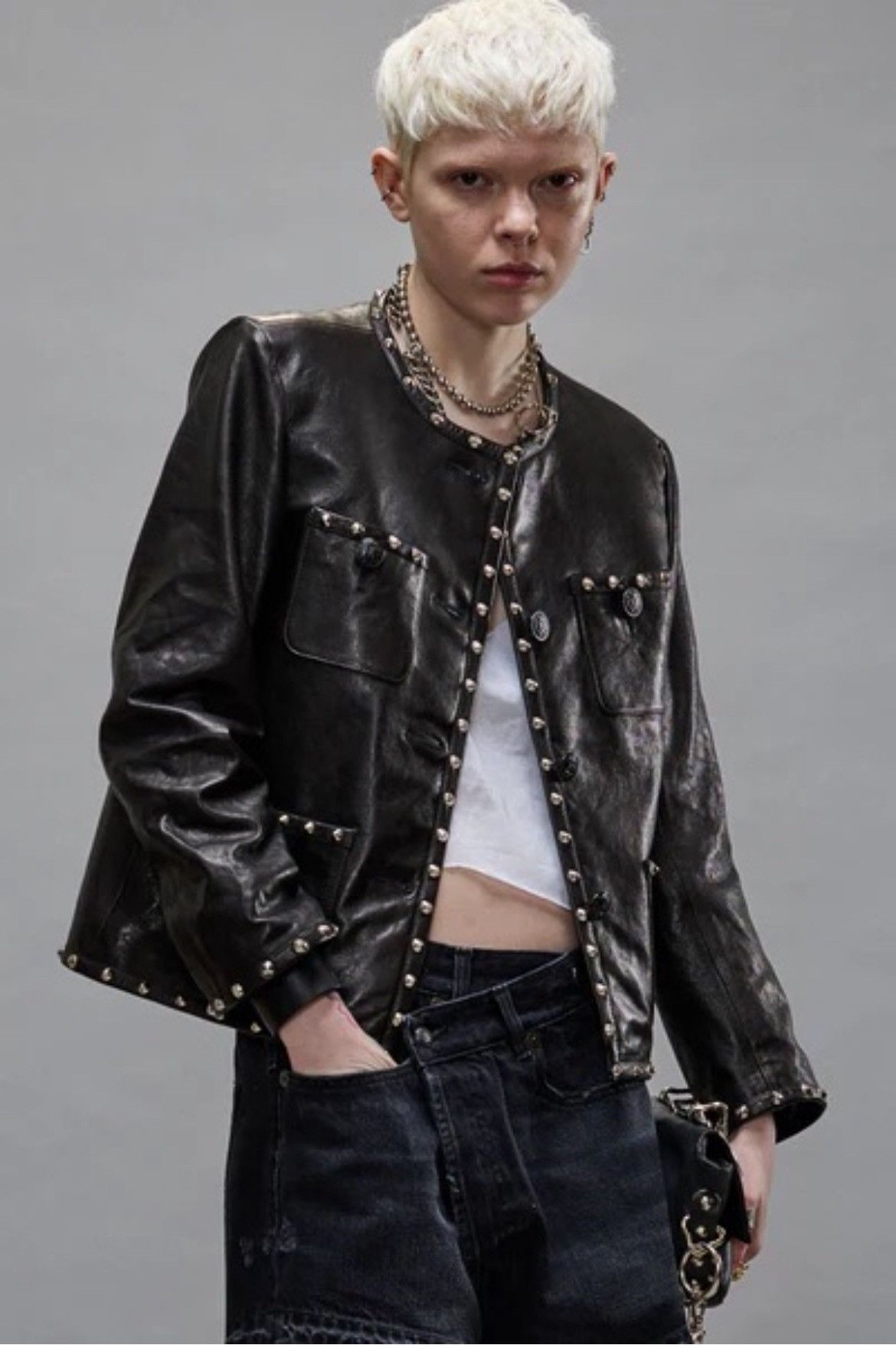 R13 Cropped Slouch Studded jacket. Small Size S / US 4 / IT 40 - 1 Thumbnail