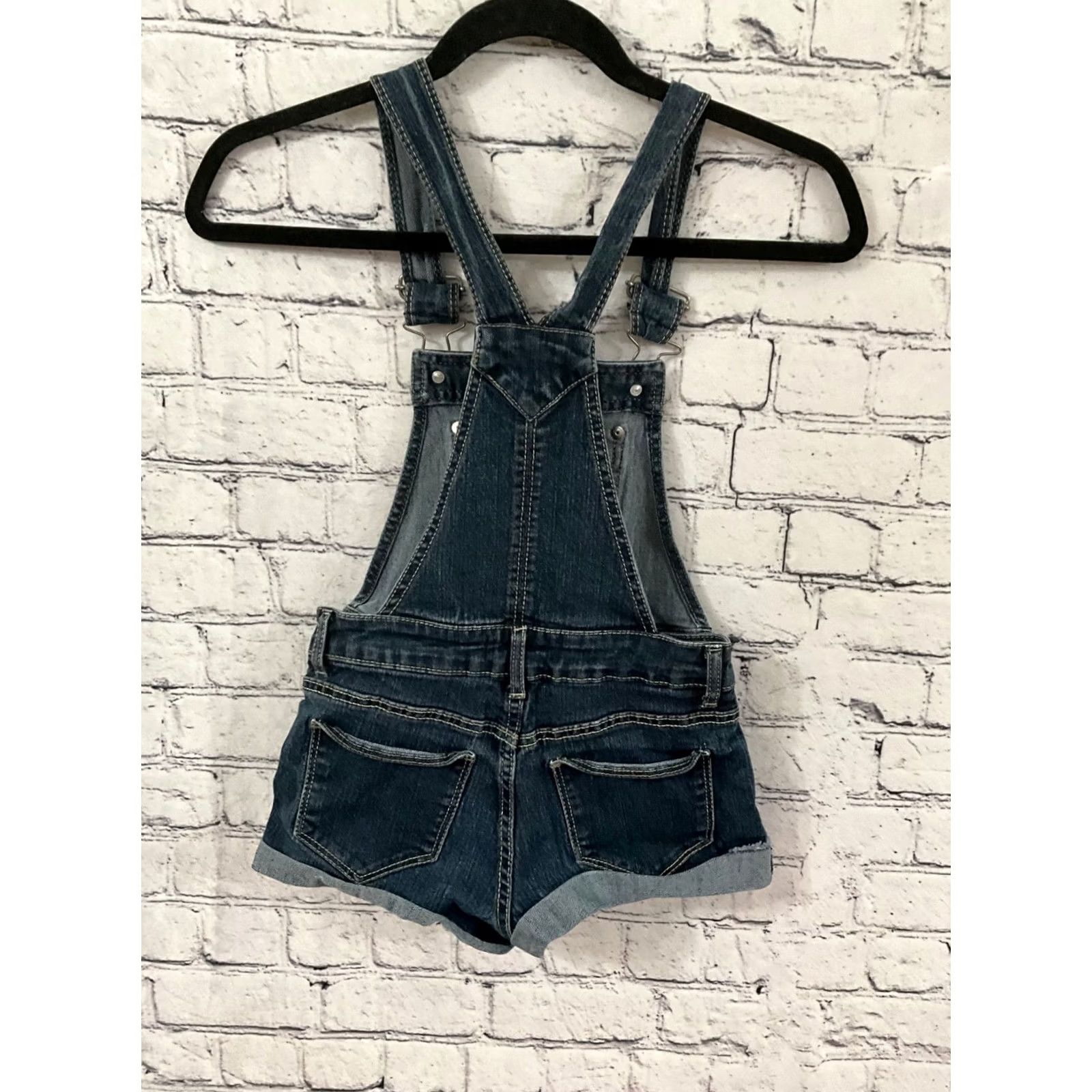 Jordache Jordache Denim Overalls Juniors Size 7/8 Y2K 90's Distressed Blue Cuffs Women's Overall Sleeveless Square Neck Pockets Regular 90s Summer Spring Blue Size 40" / US 18 - 3 Thumbnail