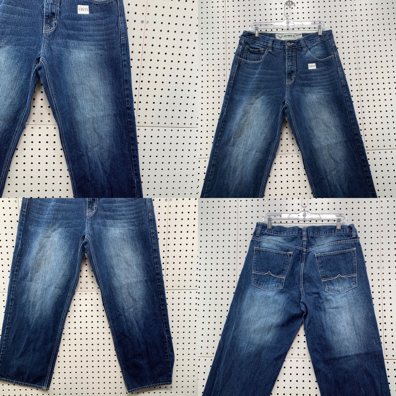 Avirex VINTAGE Avirex Jeans Mens 34x30 Dark Wash Hip Hop Baggy Denim 90s Punk Skinny Fit Size US 33 - 8 Thumbnail