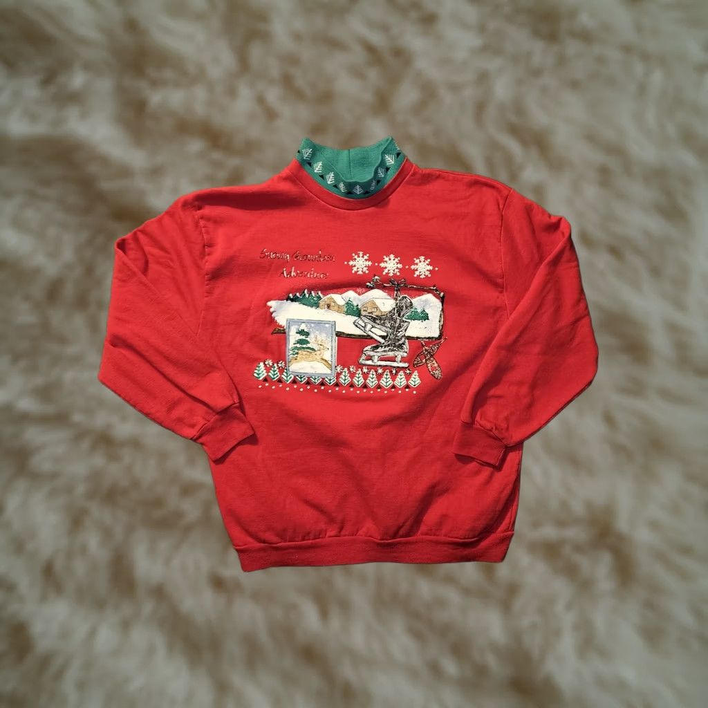Vintage VINTAGE Bobbie Brooks Christmas Sweater Women's Large Pullover Red Holidays Size L / US 10 / IT 46 - 1 Thumbnail