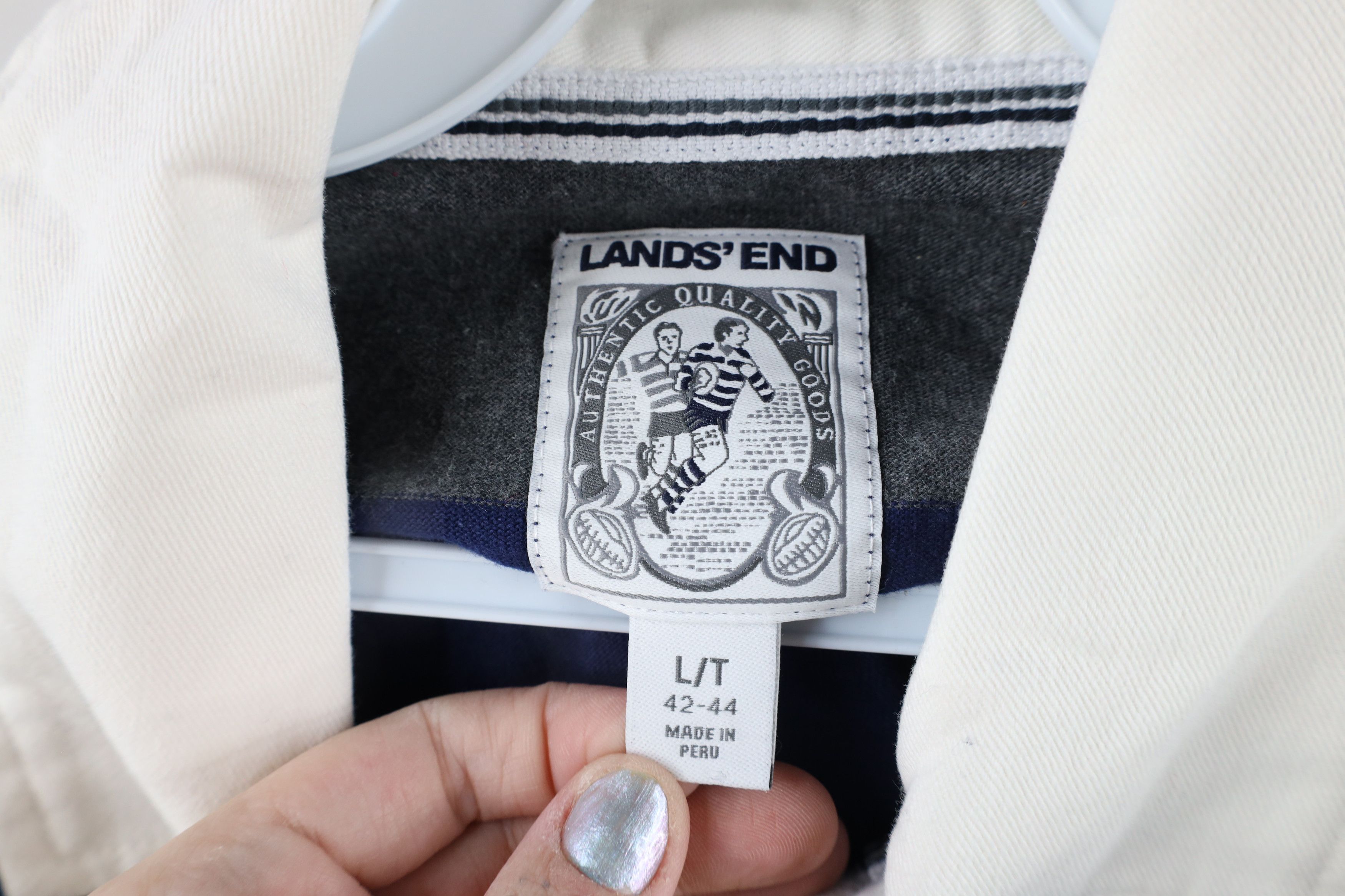 Lands' End × Vintage Vintage Lands End Striped Heavyweight Long Sleeve Rugby Polo Size US L / EU 52-54 / 3 - 4 Thumbnail
