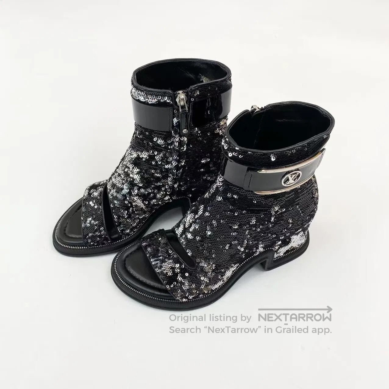 Louis Vuitton Louis Vuitton Metal logo sequined fish mouth high heels| Size US 6.5 / IT 36.5 - 1 Thumbnail