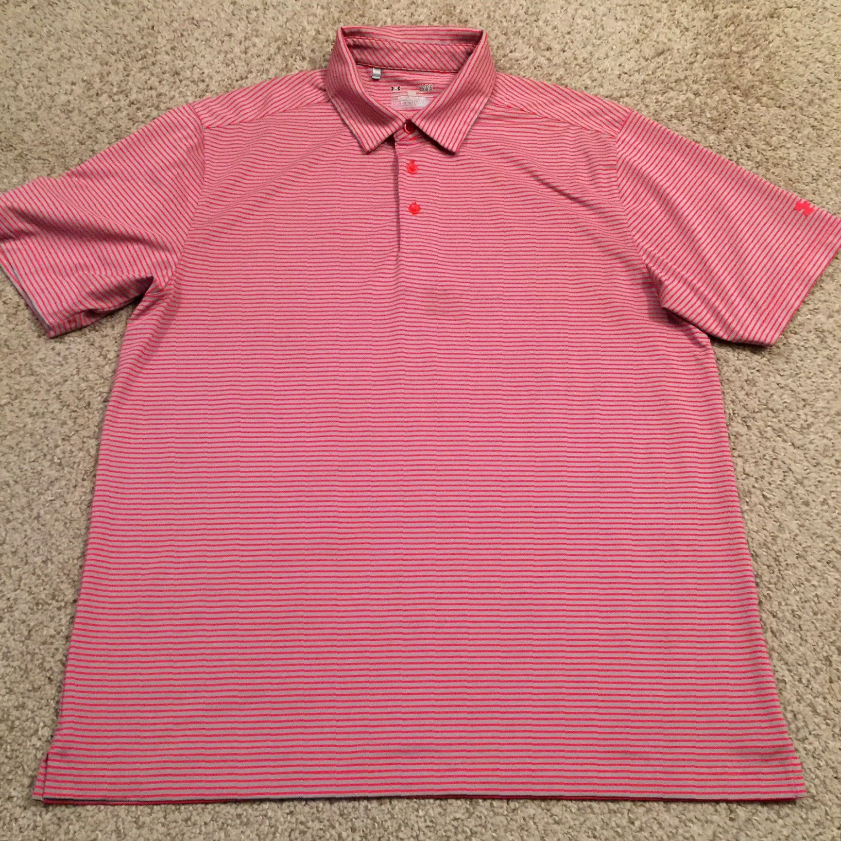 Under Armour Under Armour Polo Shirt Mens L Gray Striped Short Sleeve Heat Gear Polo Shirt Mens L Gray Striped Short Sleeve Size US L / EU 52-54 / 3 - 6 Thumbnail